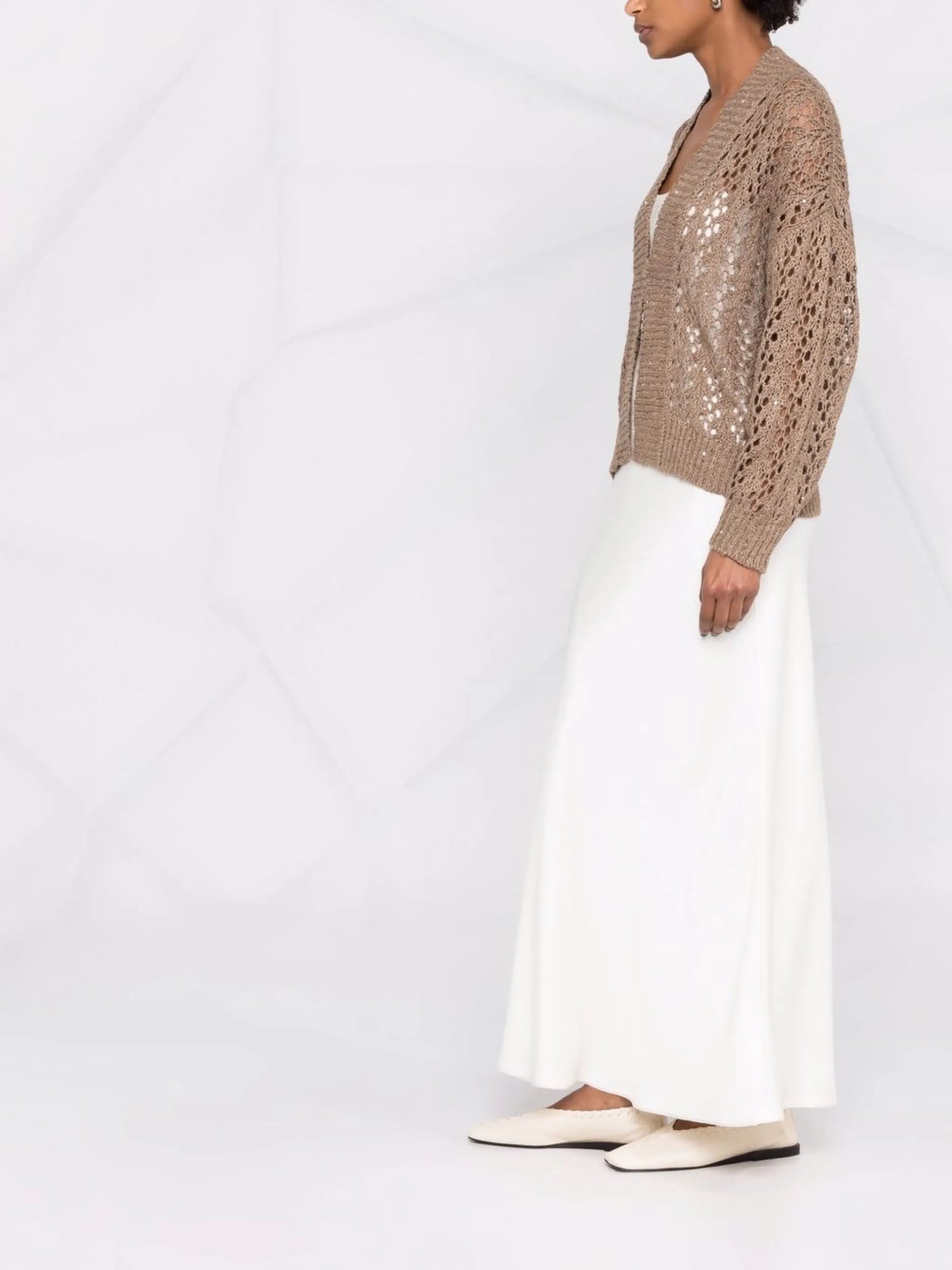 open-knit linen-silk cardigan