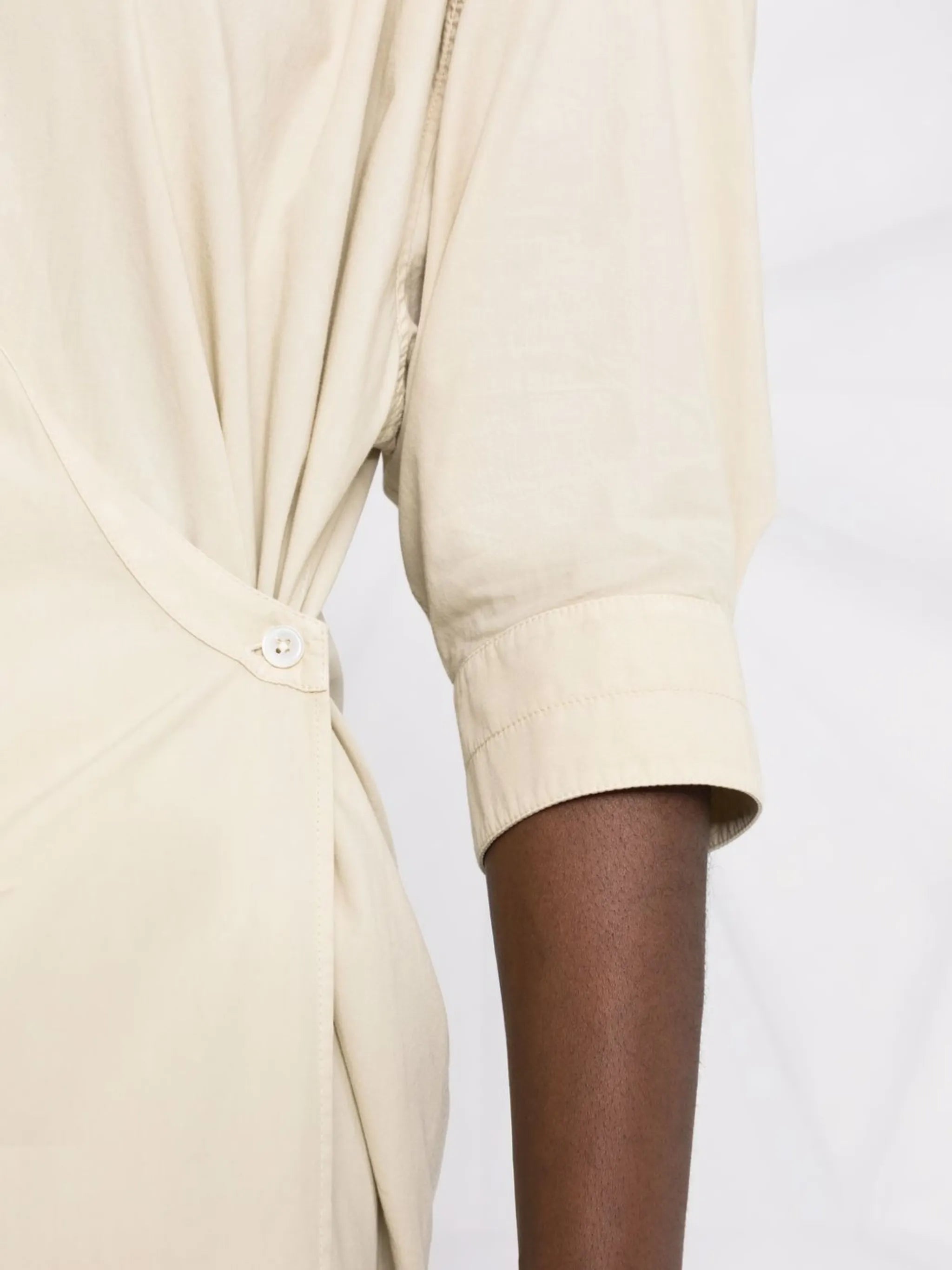 stand-up collar wrap shirtdress