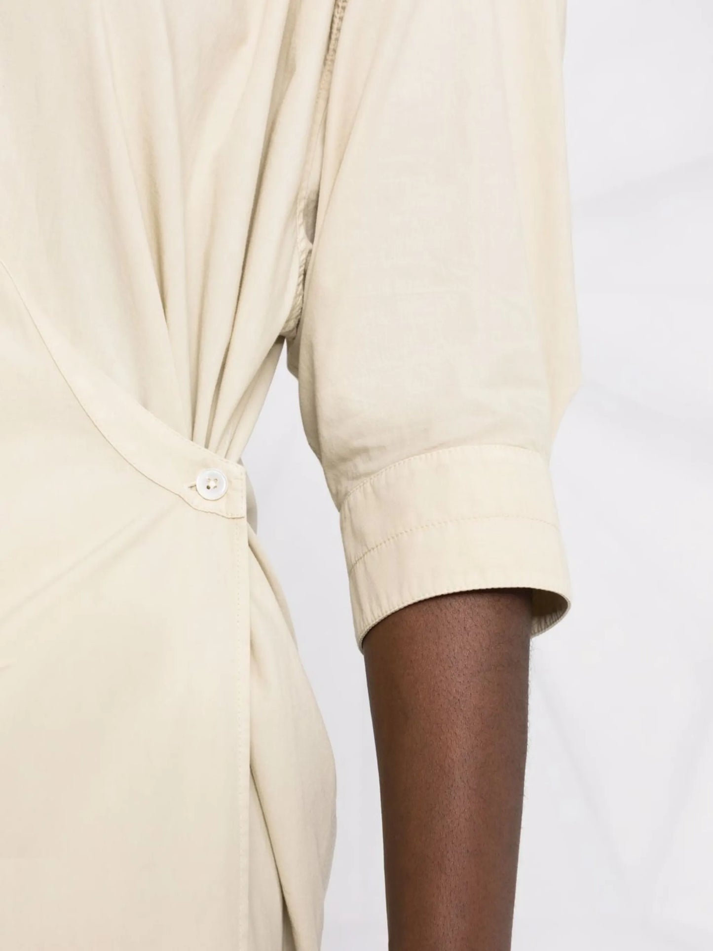 stand-up collar wrap shirtdress