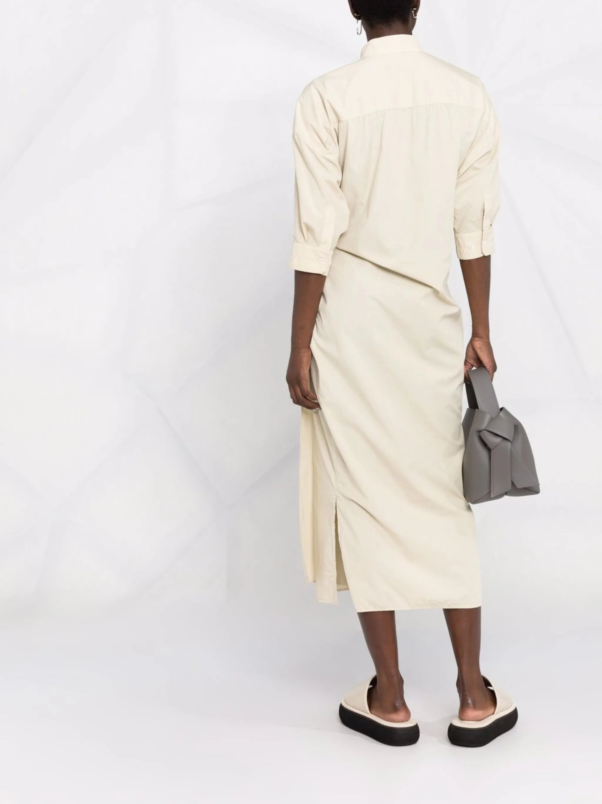 stand-up collar wrap shirtdress