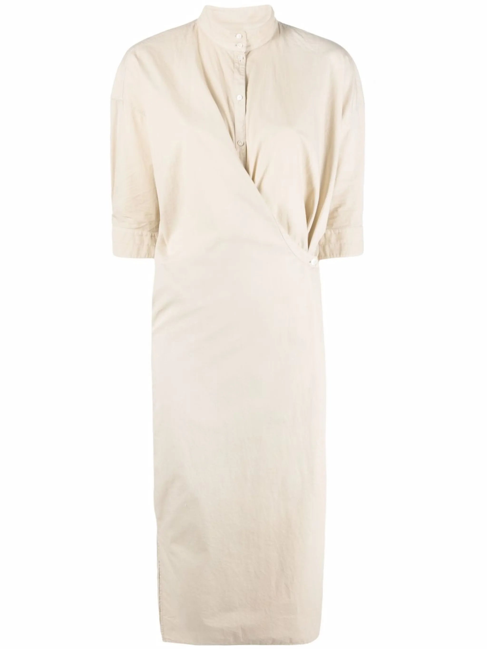 stand-up collar wrap shirtdress