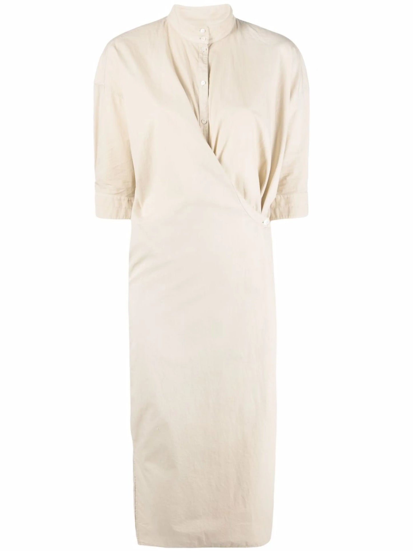 stand-up collar wrap shirtdress