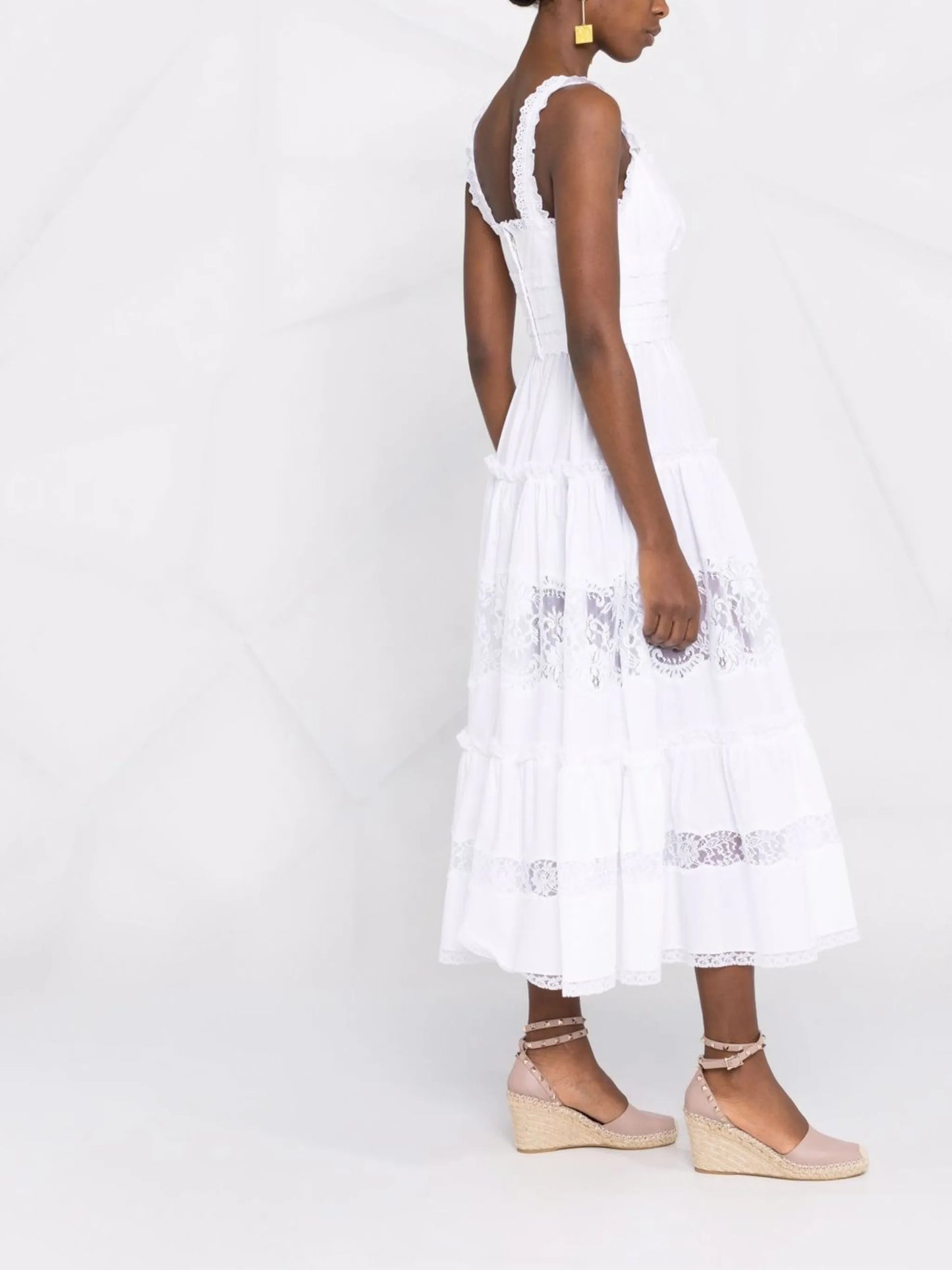lace-panel sleeveless dress