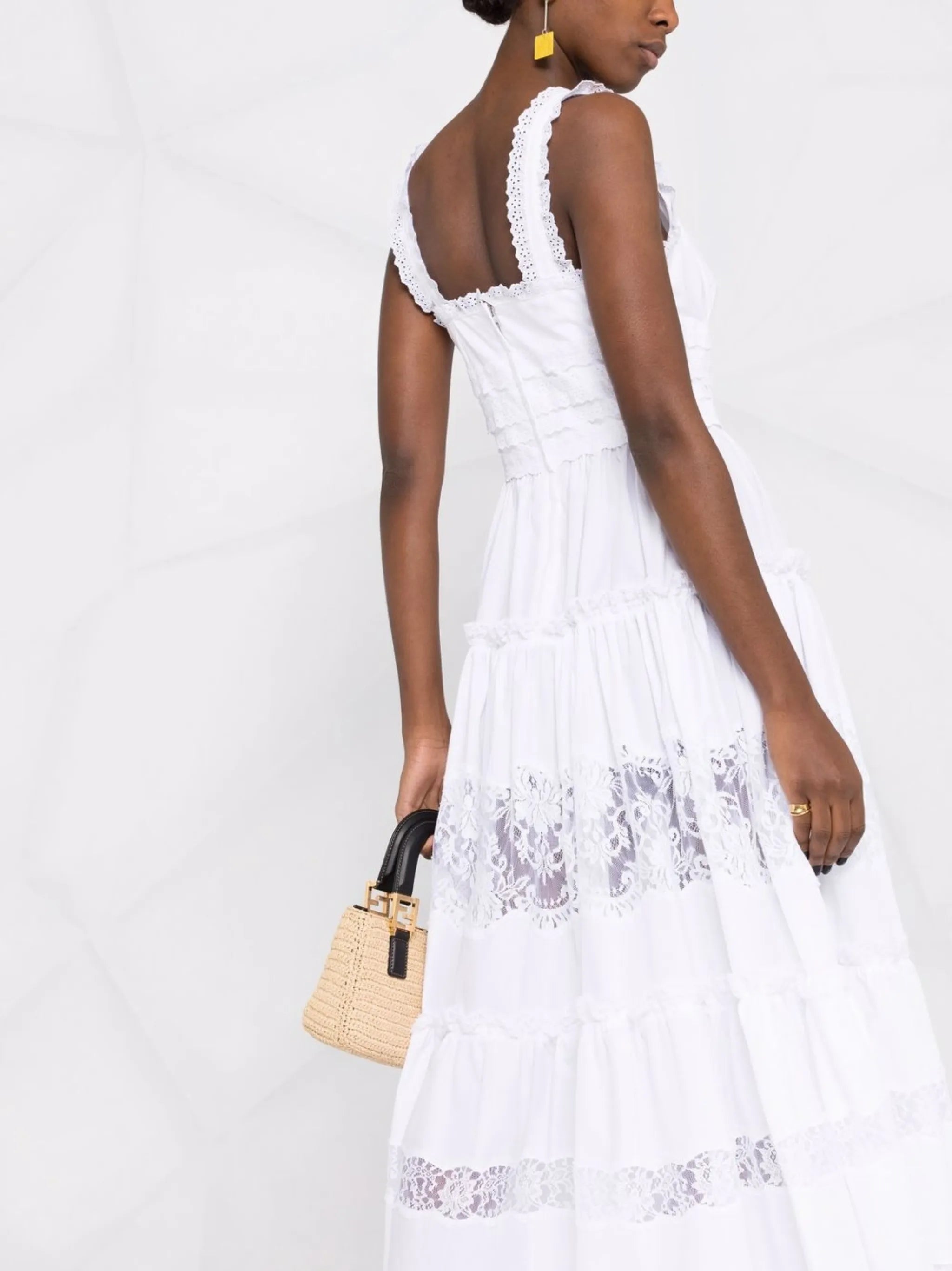 lace-panel sleeveless dress