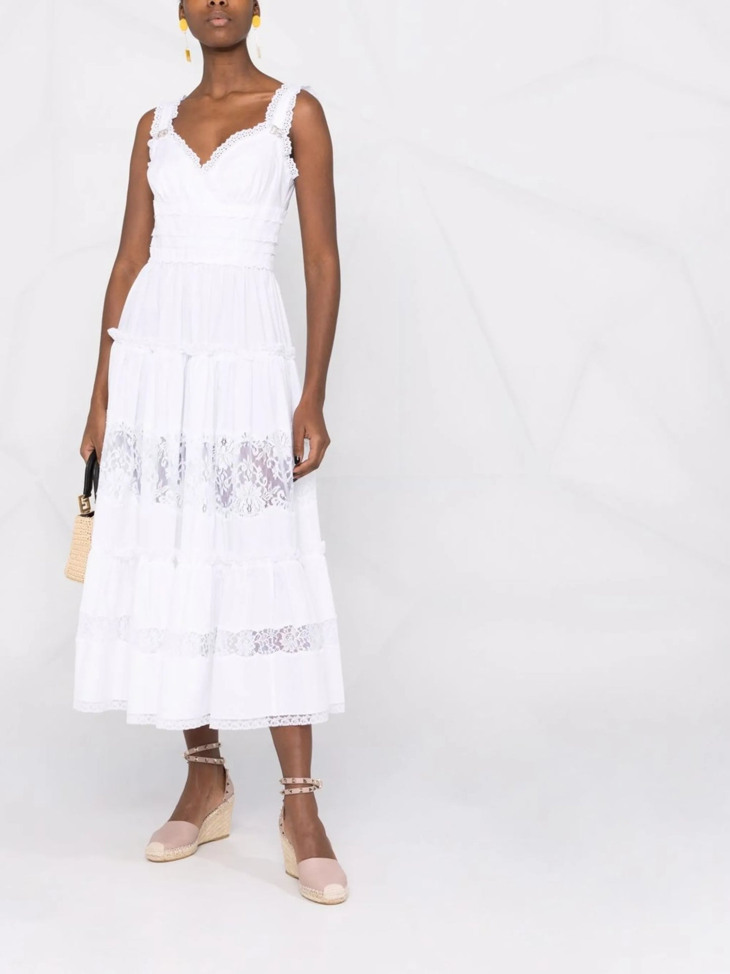 lace-panel sleeveless dress