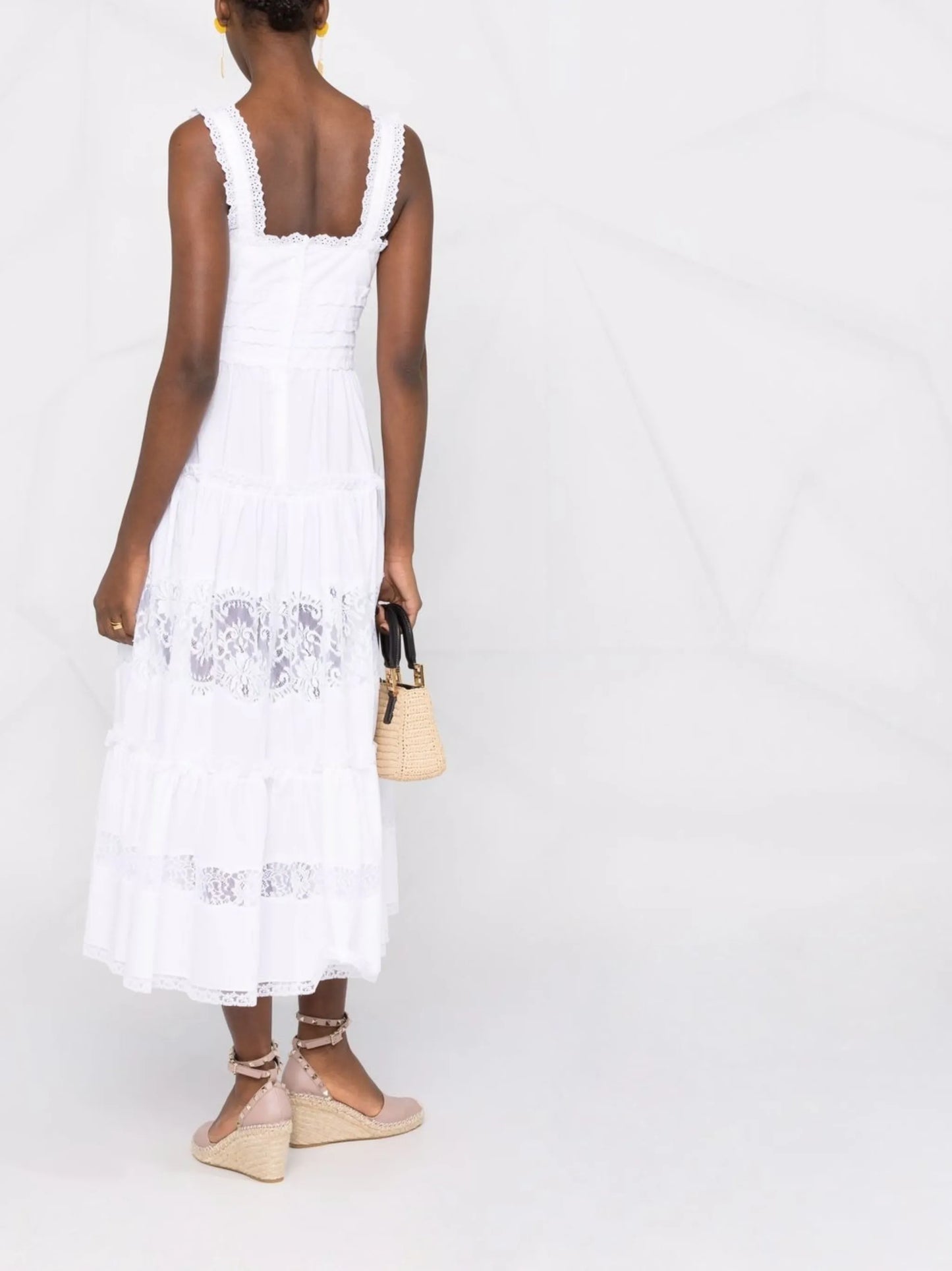 lace-panel sleeveless dress