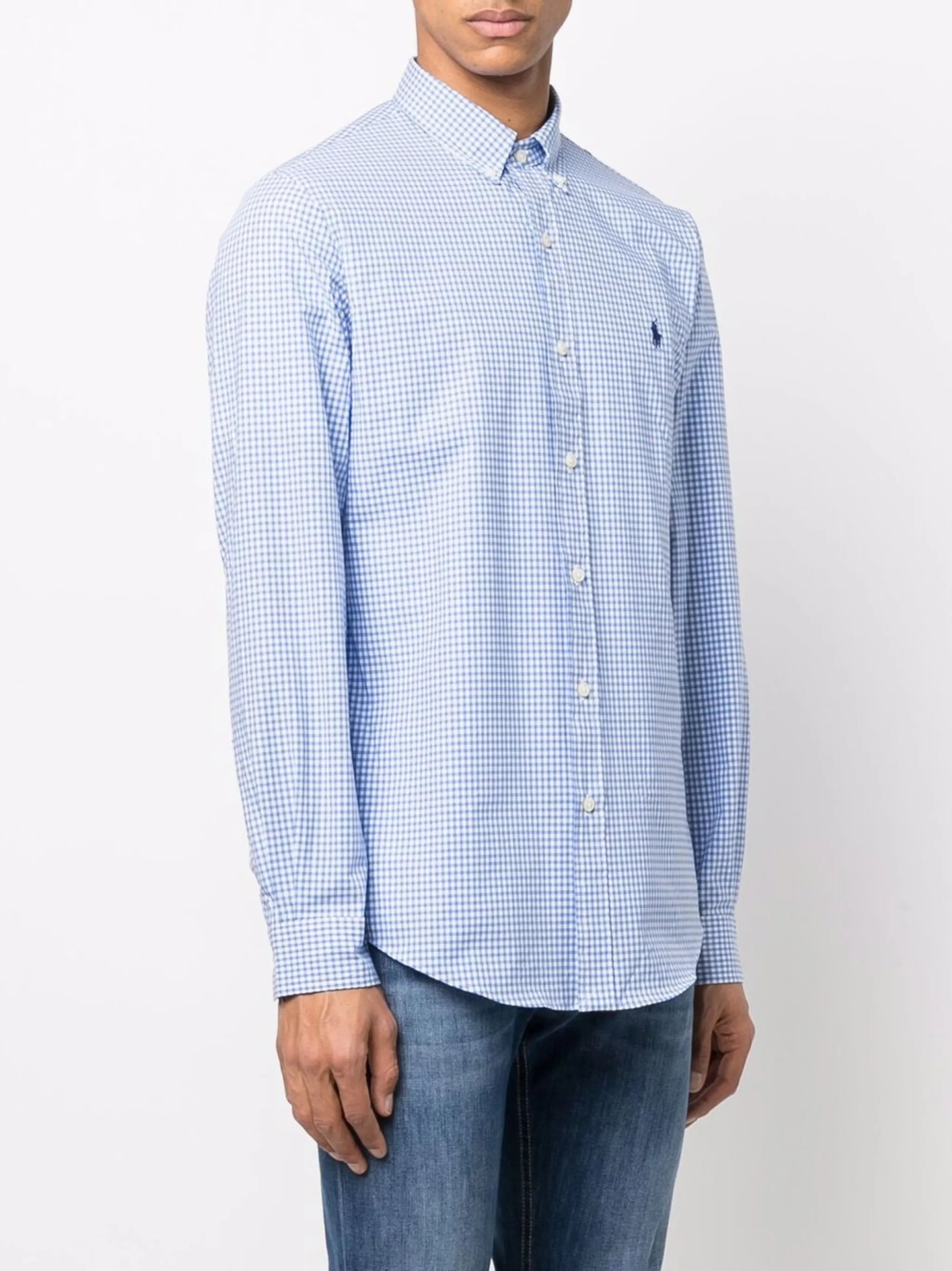 logo-embroidered gingham shirt