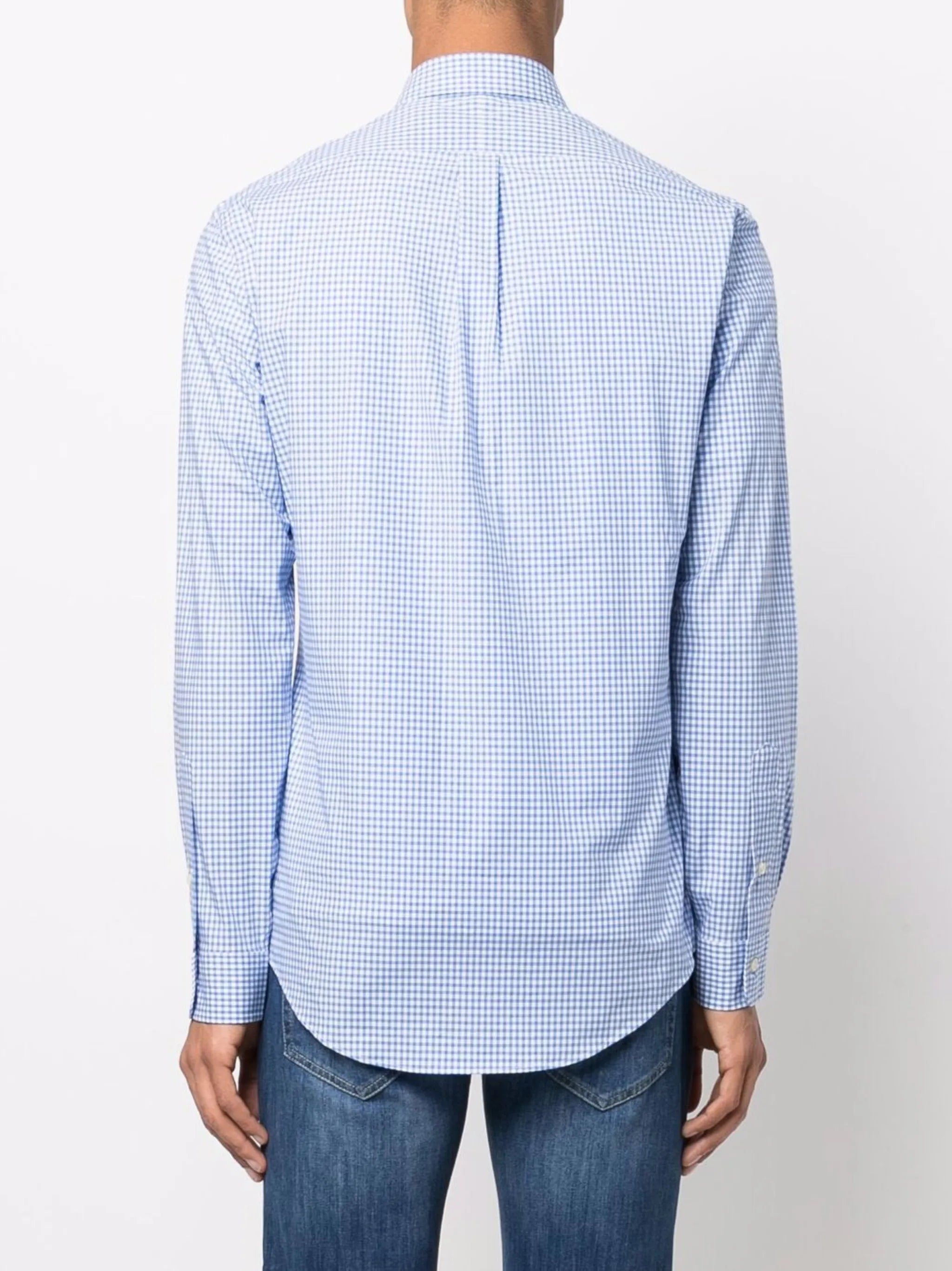 logo-embroidered gingham shirt