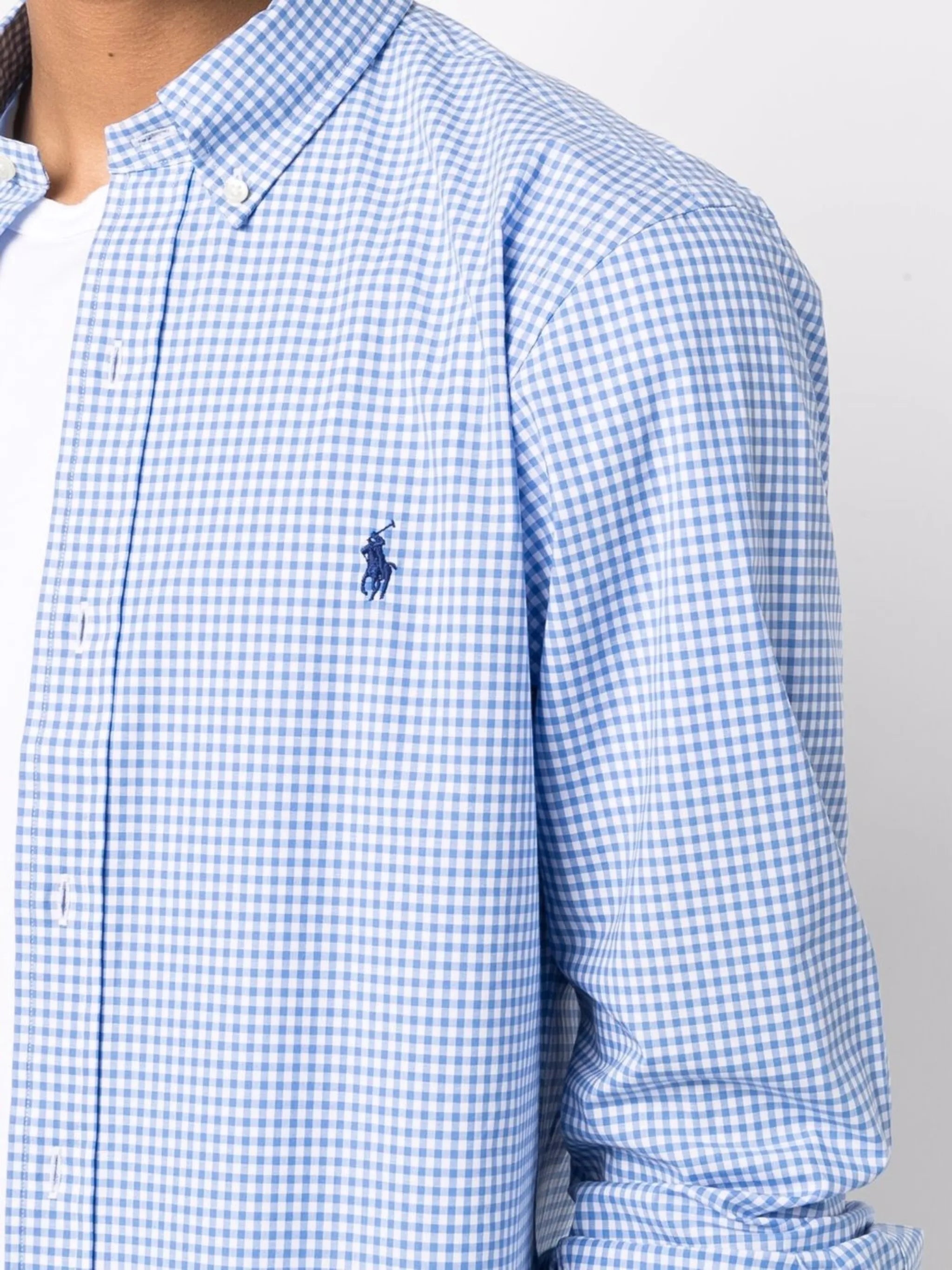 logo-embroidered gingham shirt