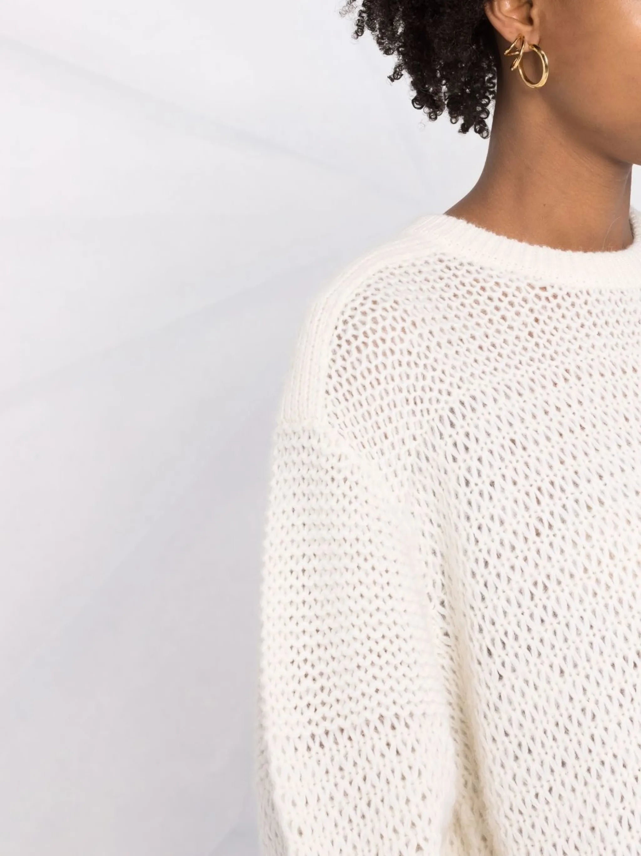 chunky-knit crew-neck jumper