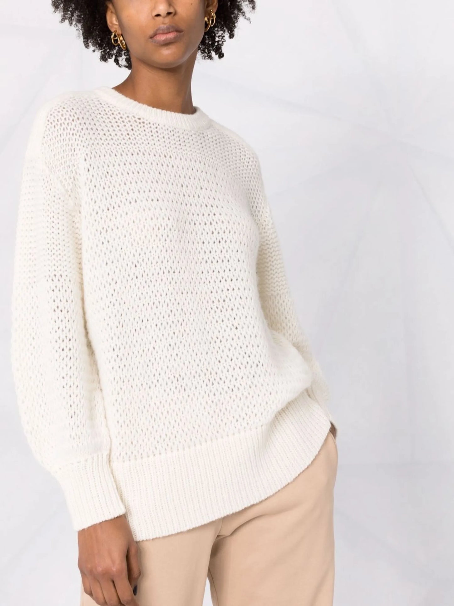 chunky-knit crew-neck jumper