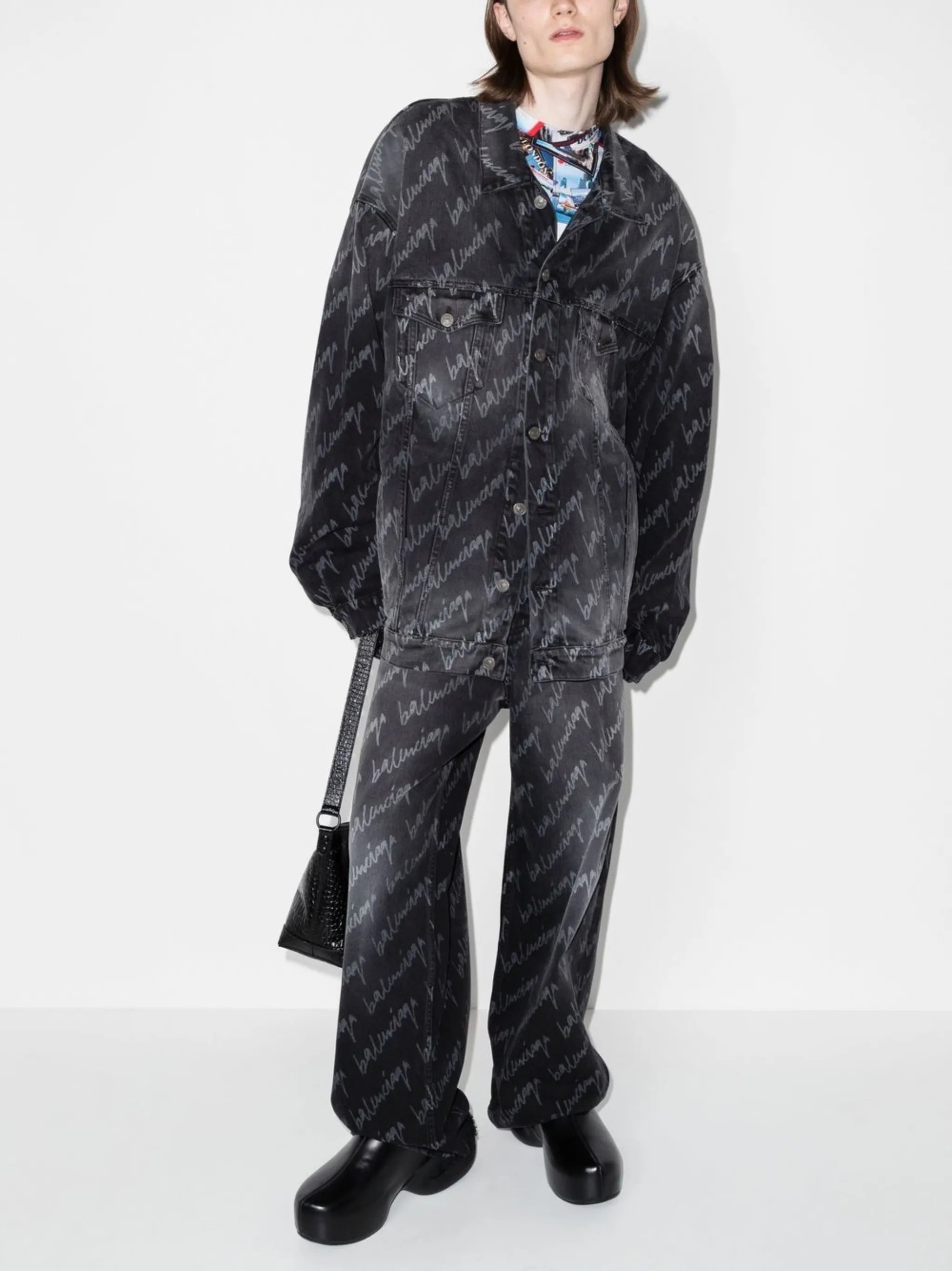 all-over logo oversized denim jacket