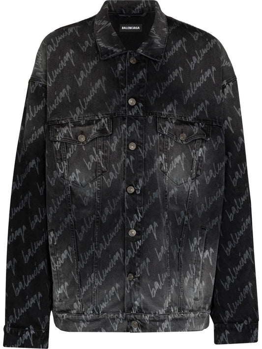 all-over logo oversized denim jacket