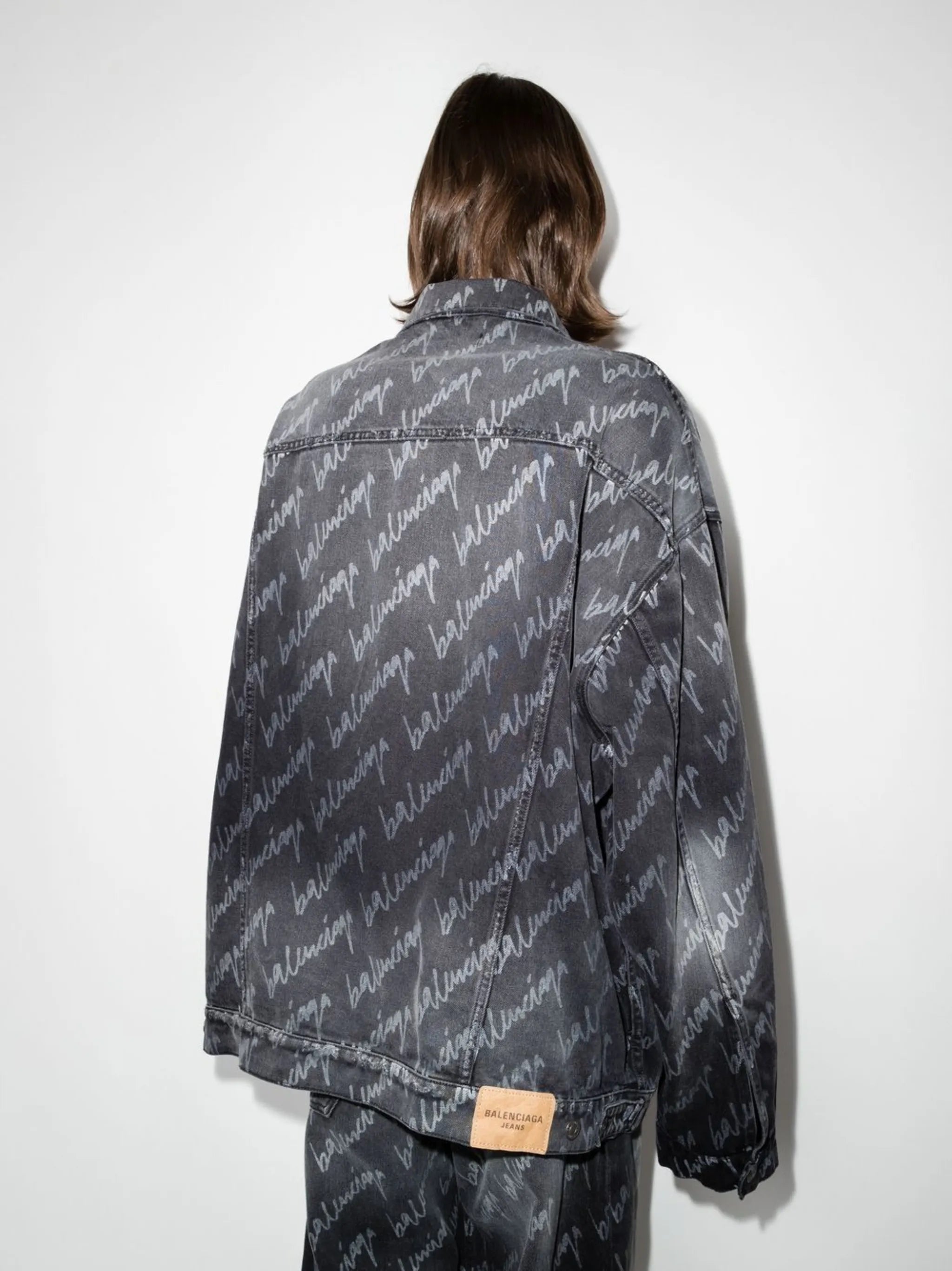 all-over logo oversized denim jacket