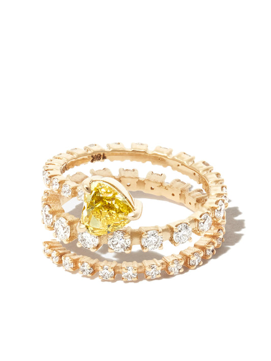 18kt yellow gold diamond spiral ring