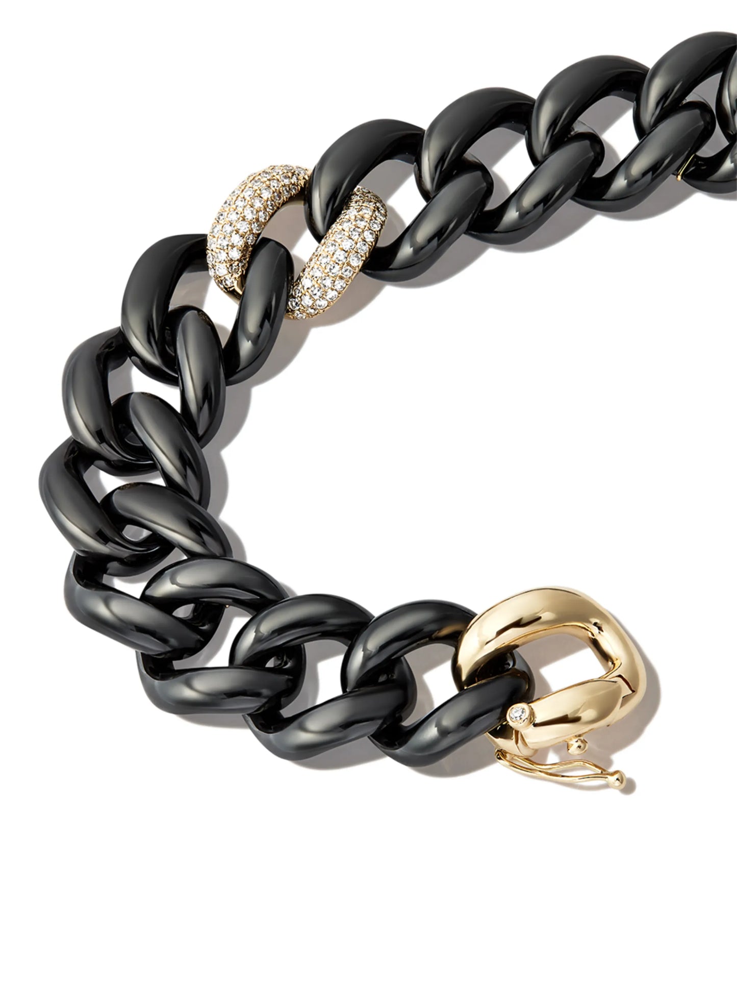 18kt yellow gold ceramic diamond bracelet