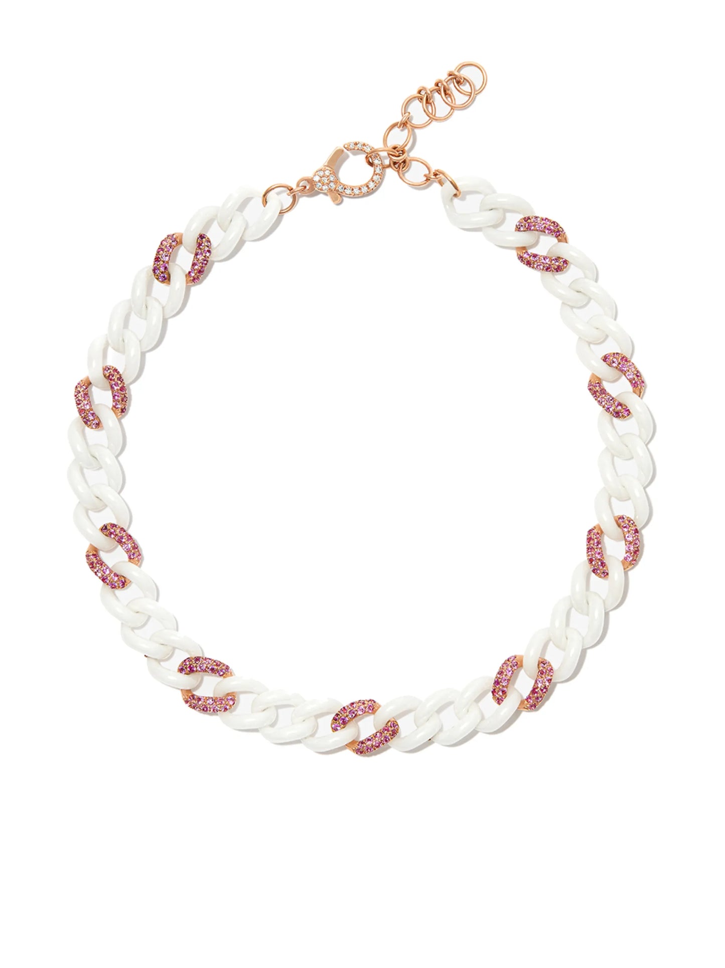18kt rose gold ceramic sapphire curb chain bracelet