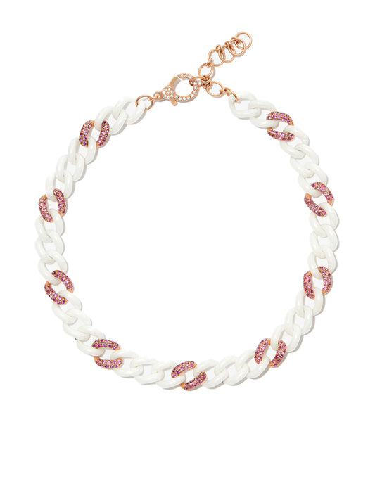18kt rose gold ceramic sapphire curb chain bracelet