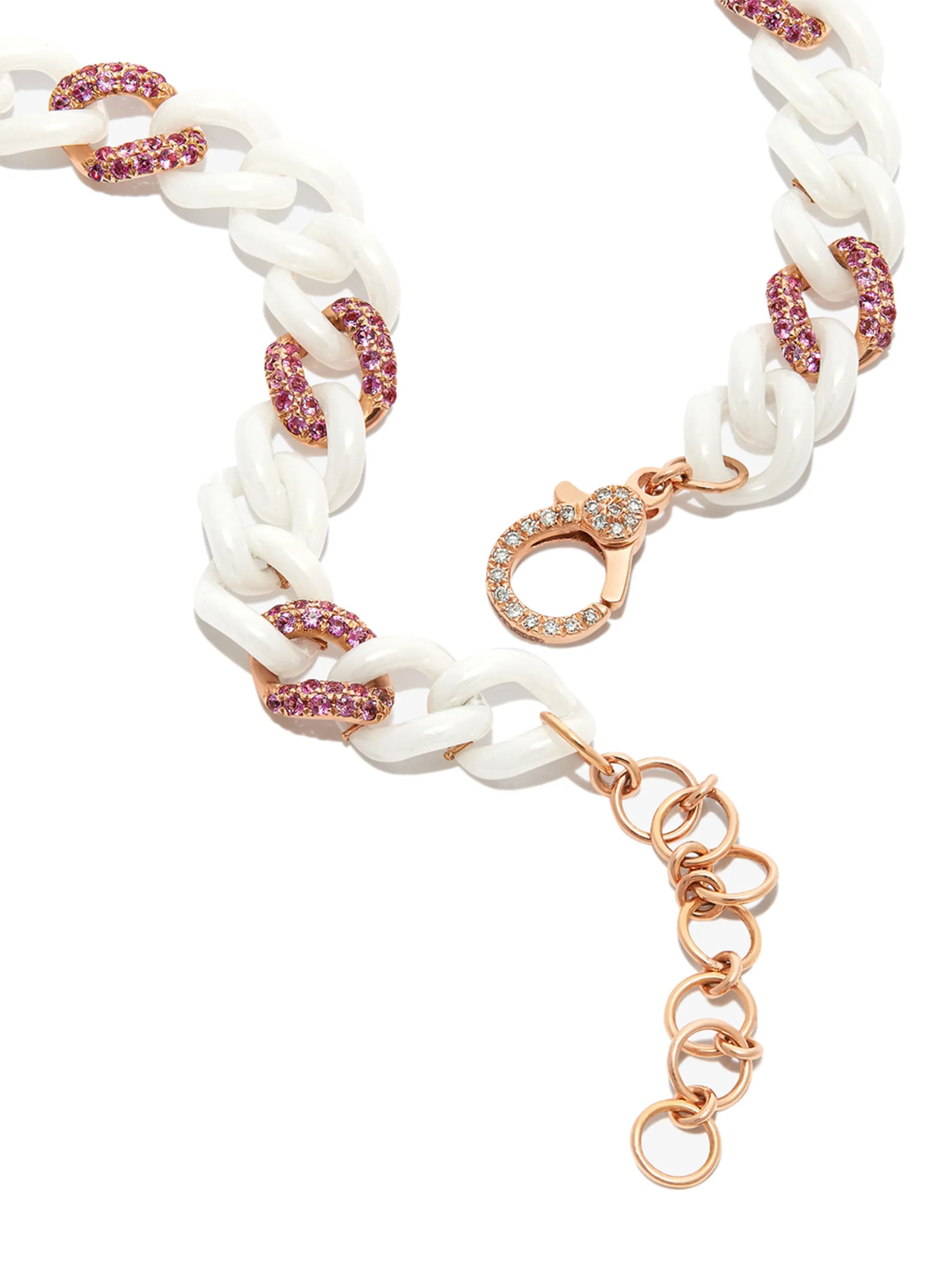 18kt rose gold ceramic sapphire curb chain bracelet