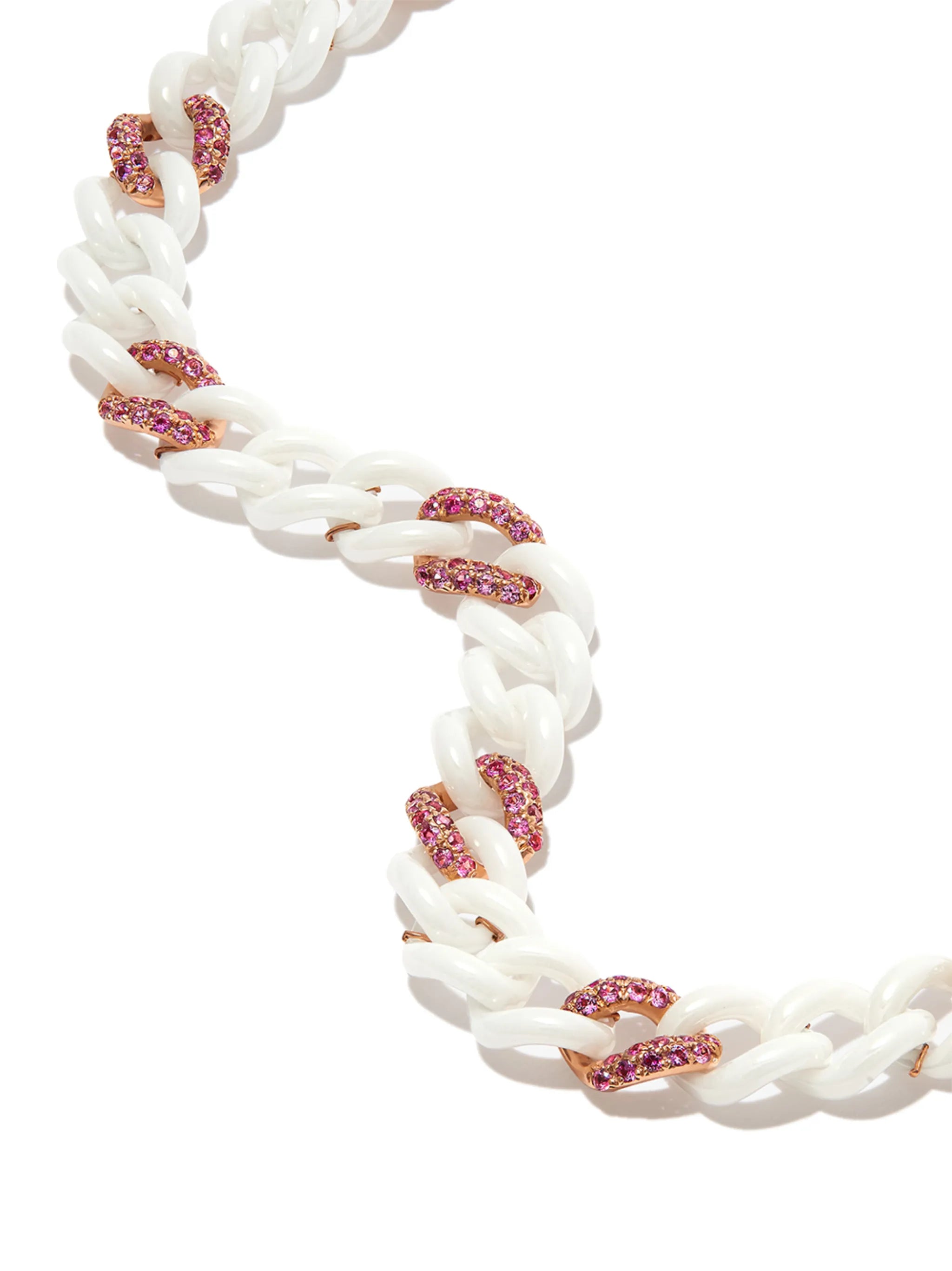 18kt rose gold ceramic sapphire curb chain bracelet