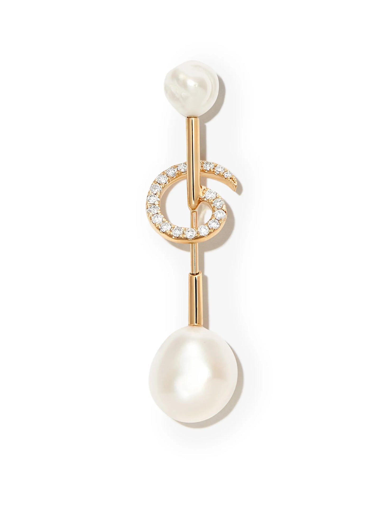 14kt yellow gold Betty pearl and diamond earring