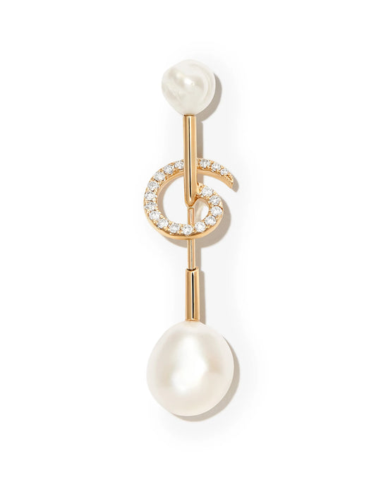 14kt yellow gold Betty pearl and diamond earring