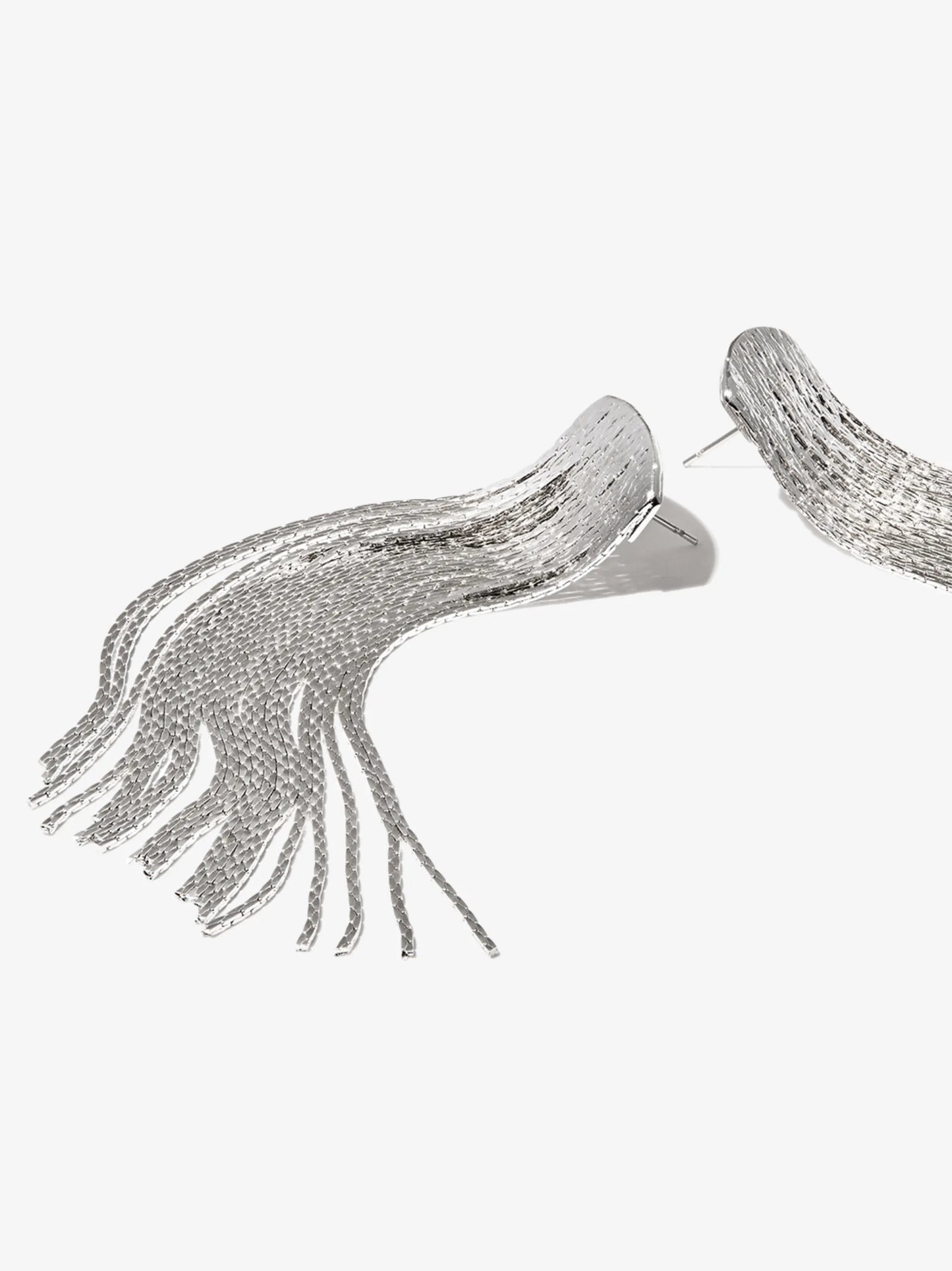 silver-plated fringed drop earrings
