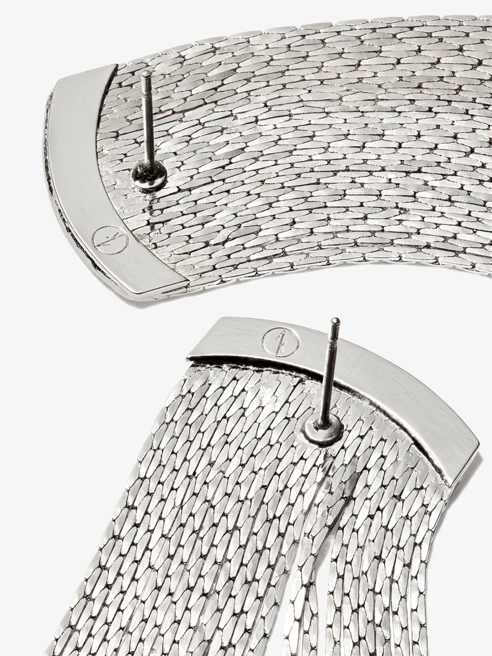 silver-plated fringed drop earrings