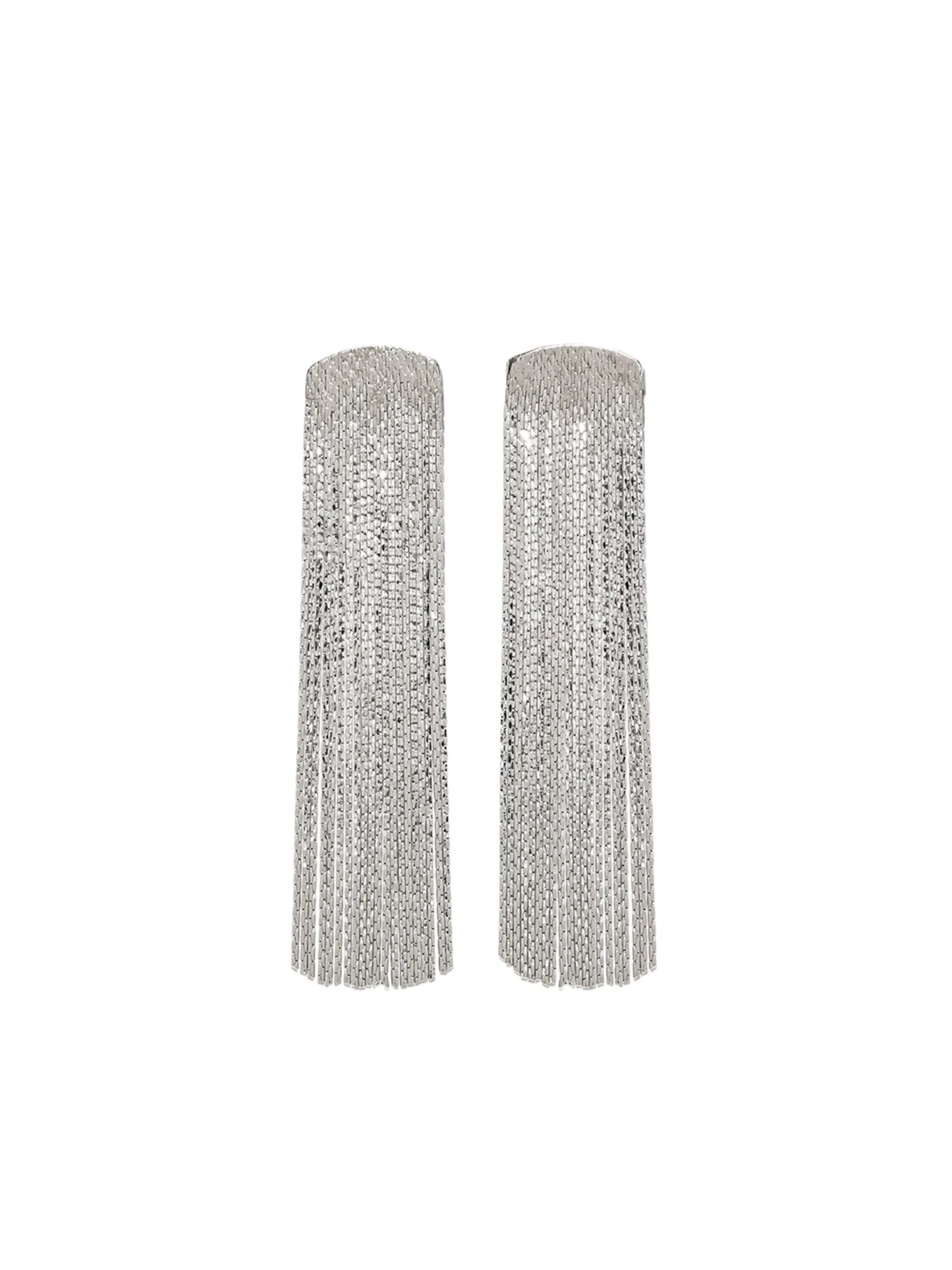 silver-plated fringed drop earrings