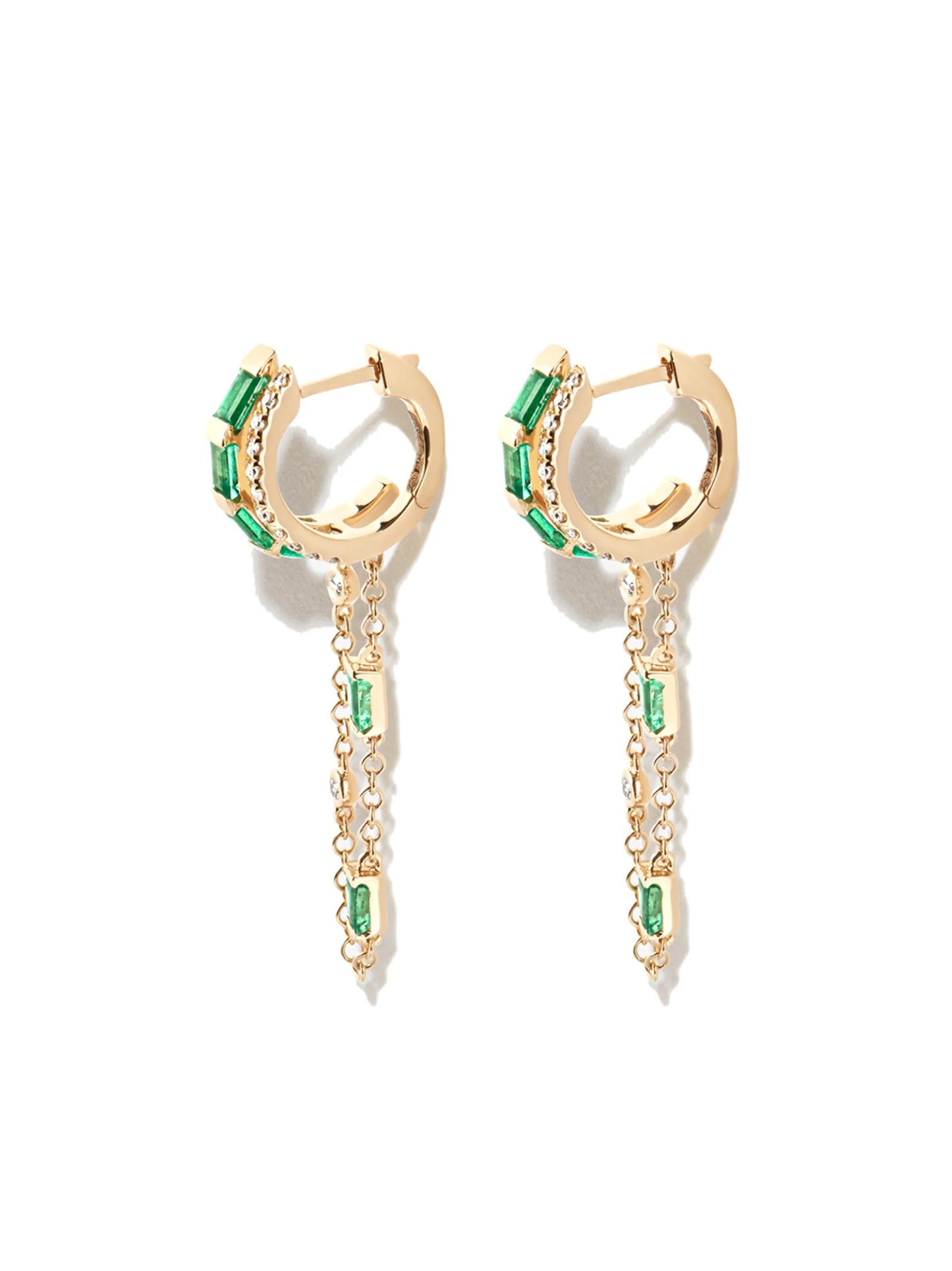 18kt yellow gold emerald and diamond earrings