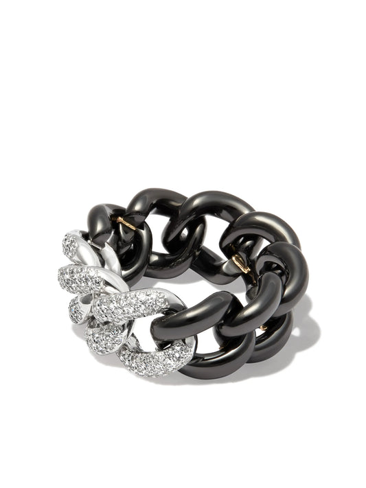 18kt white gold diamond and ceramic ring