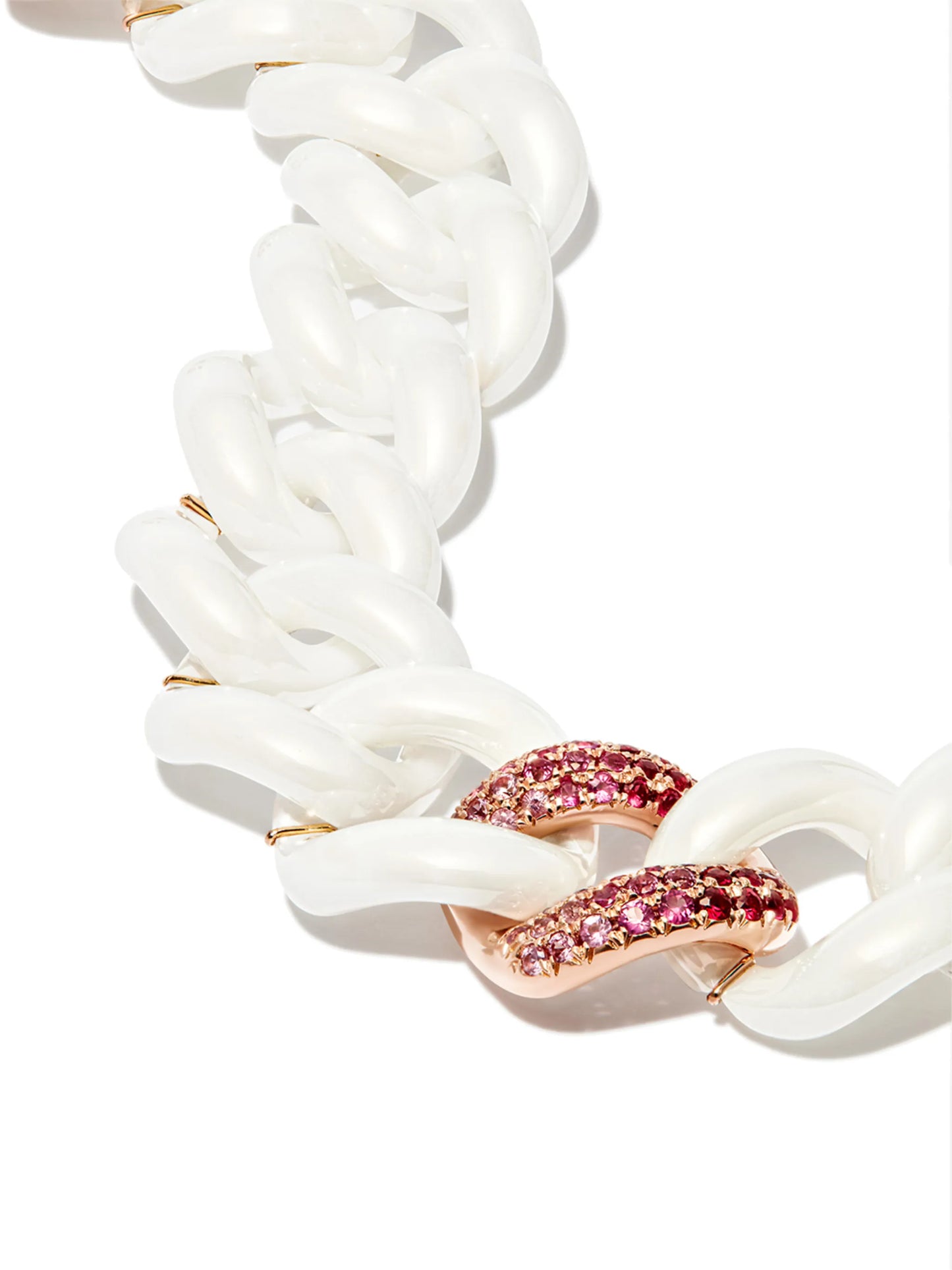 18kt rose gold ceramic sapphire curb chain bracelet