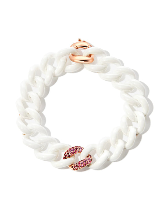 18kt rose gold ceramic sapphire curb chain bracelet