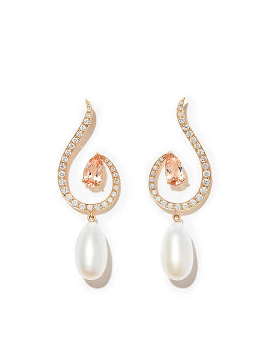 18kt yellow gold Swirl Flame multi-stone drop earrings