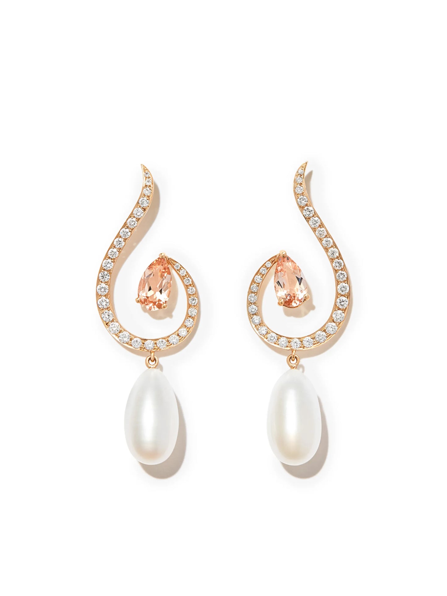 18kt yellow gold Swirl Flame multi-stone drop earrings