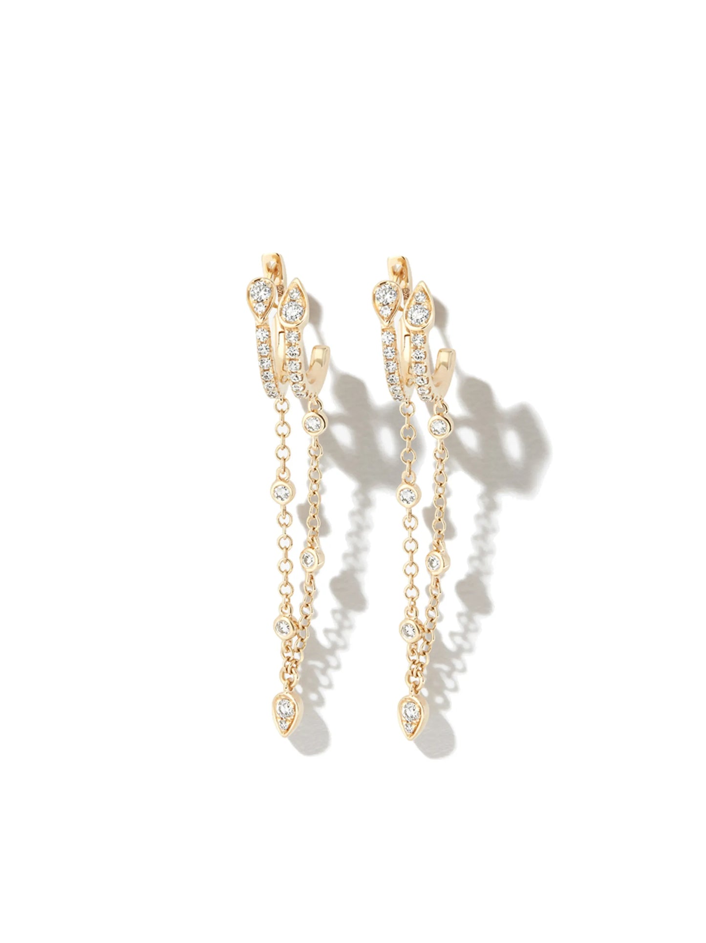 18K yellow gold diamond hoop earrings