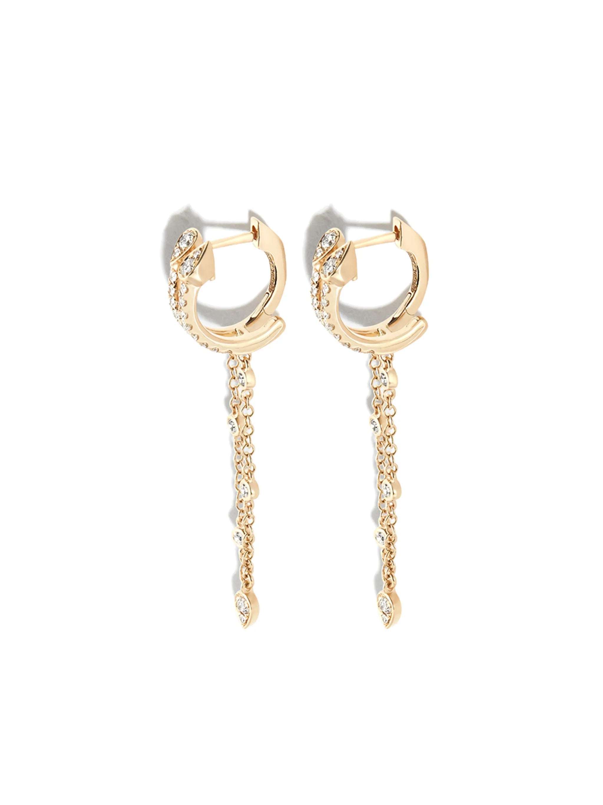 18K yellow gold diamond hoop earrings