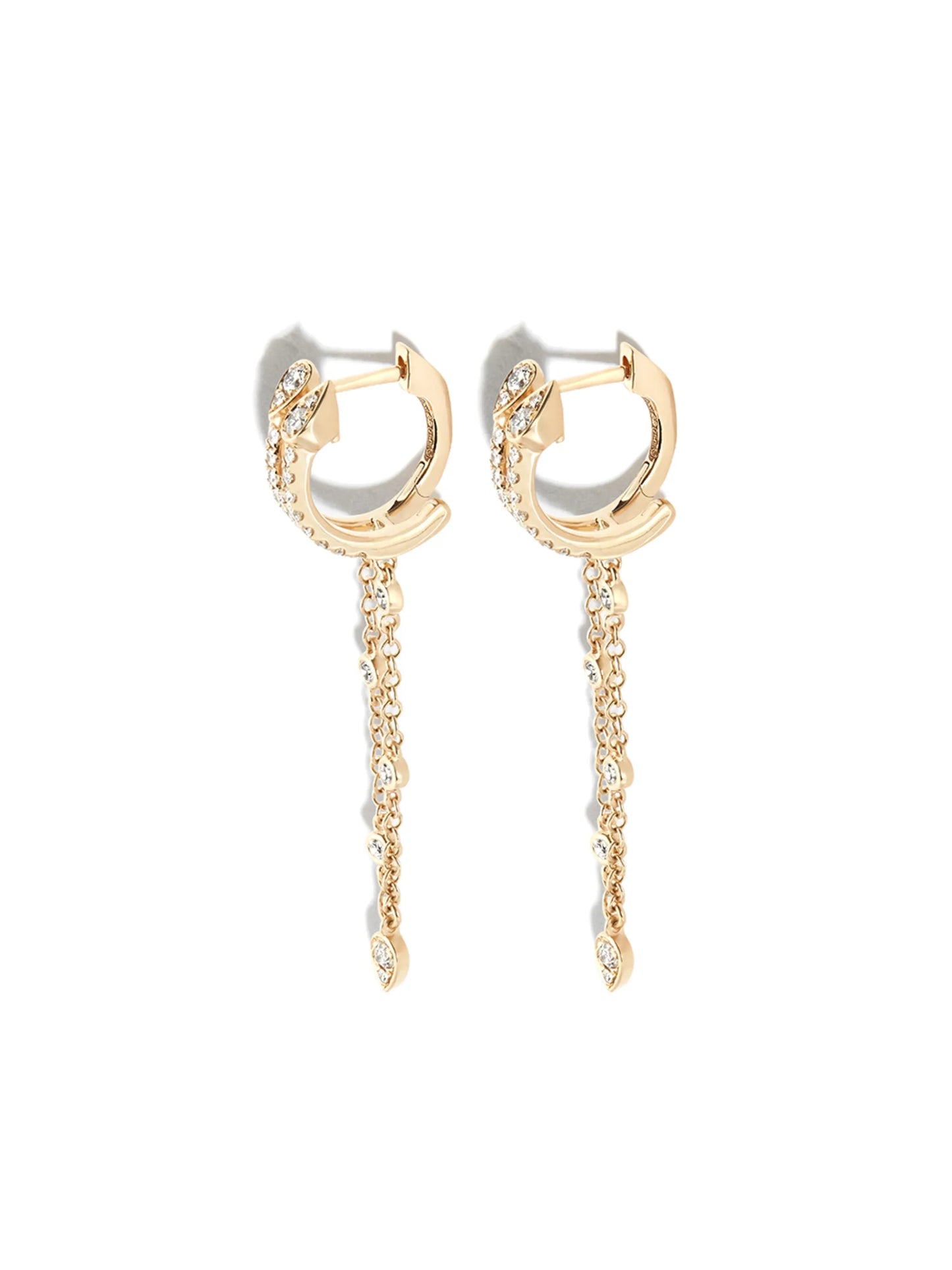 18K yellow gold diamond hoop earrings