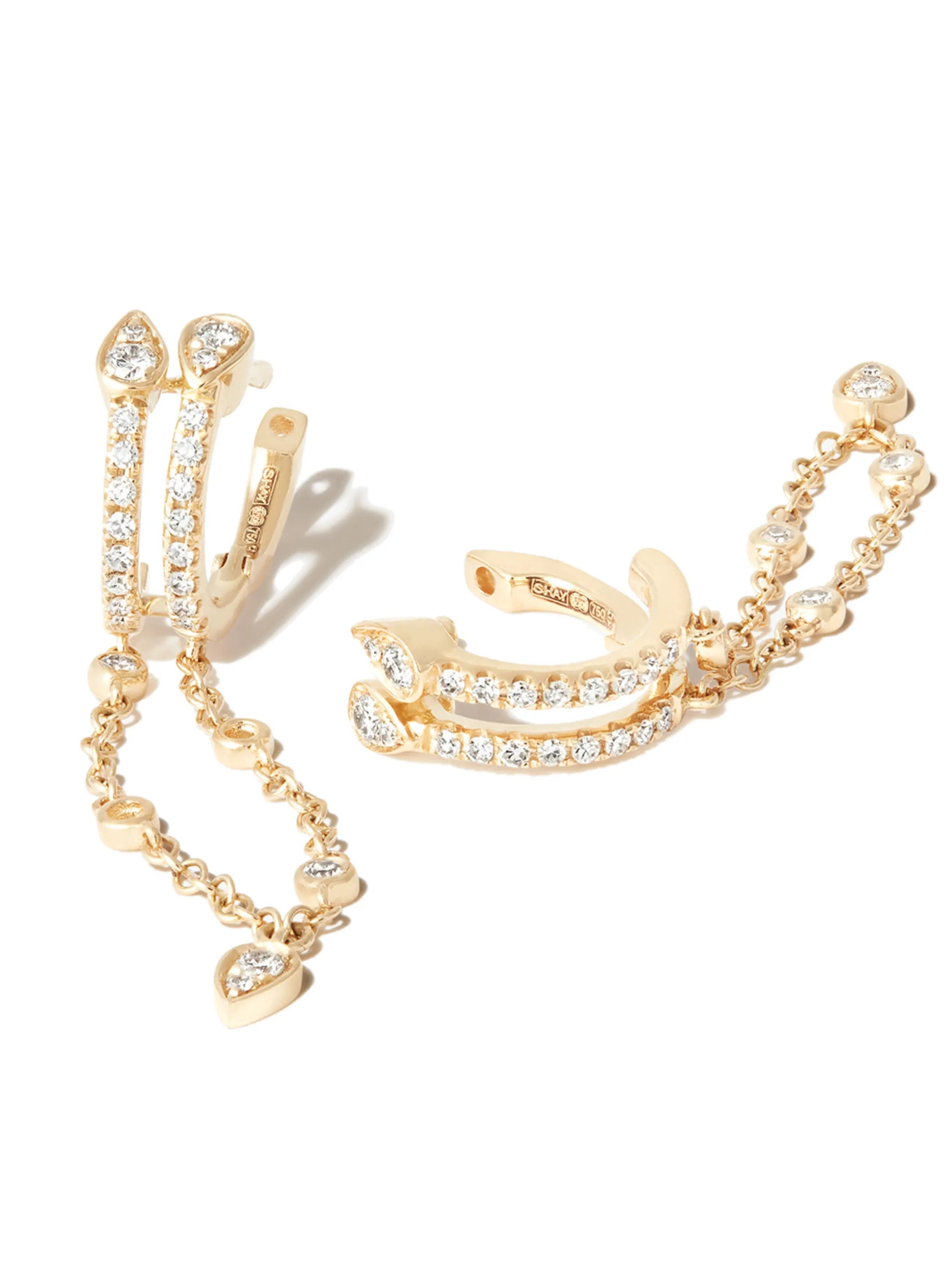 18K yellow gold diamond hoop earrings