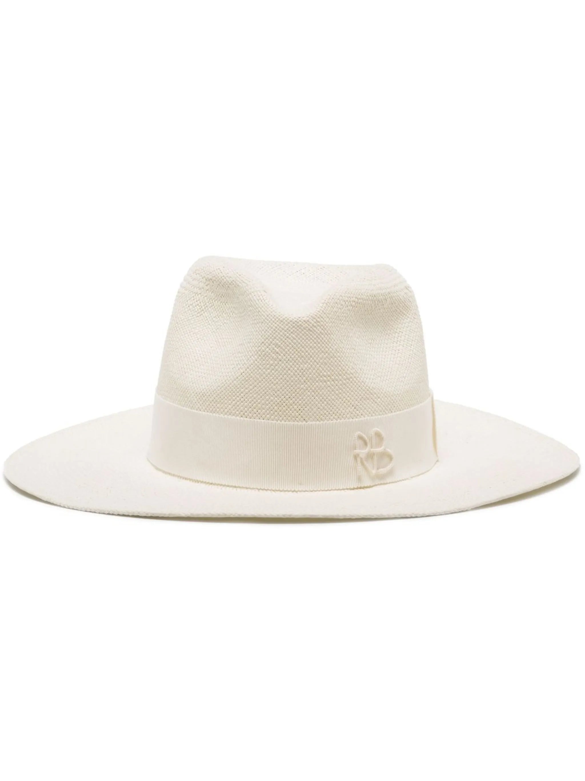 chain-strap wide-brim hat