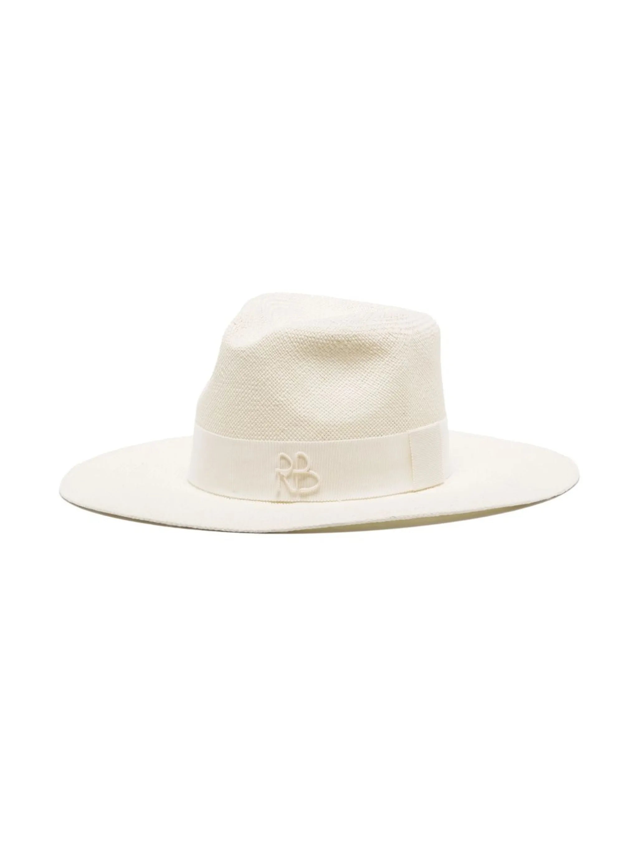 chain-strap wide-brim hat