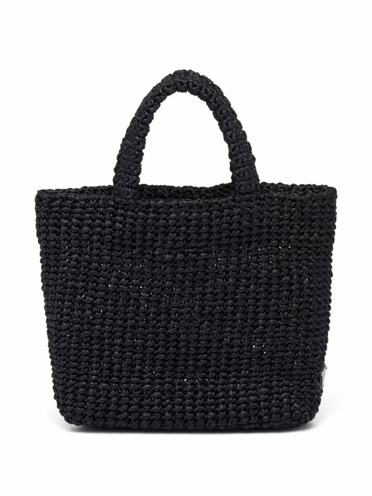 logo-embroidered raffia tote bag