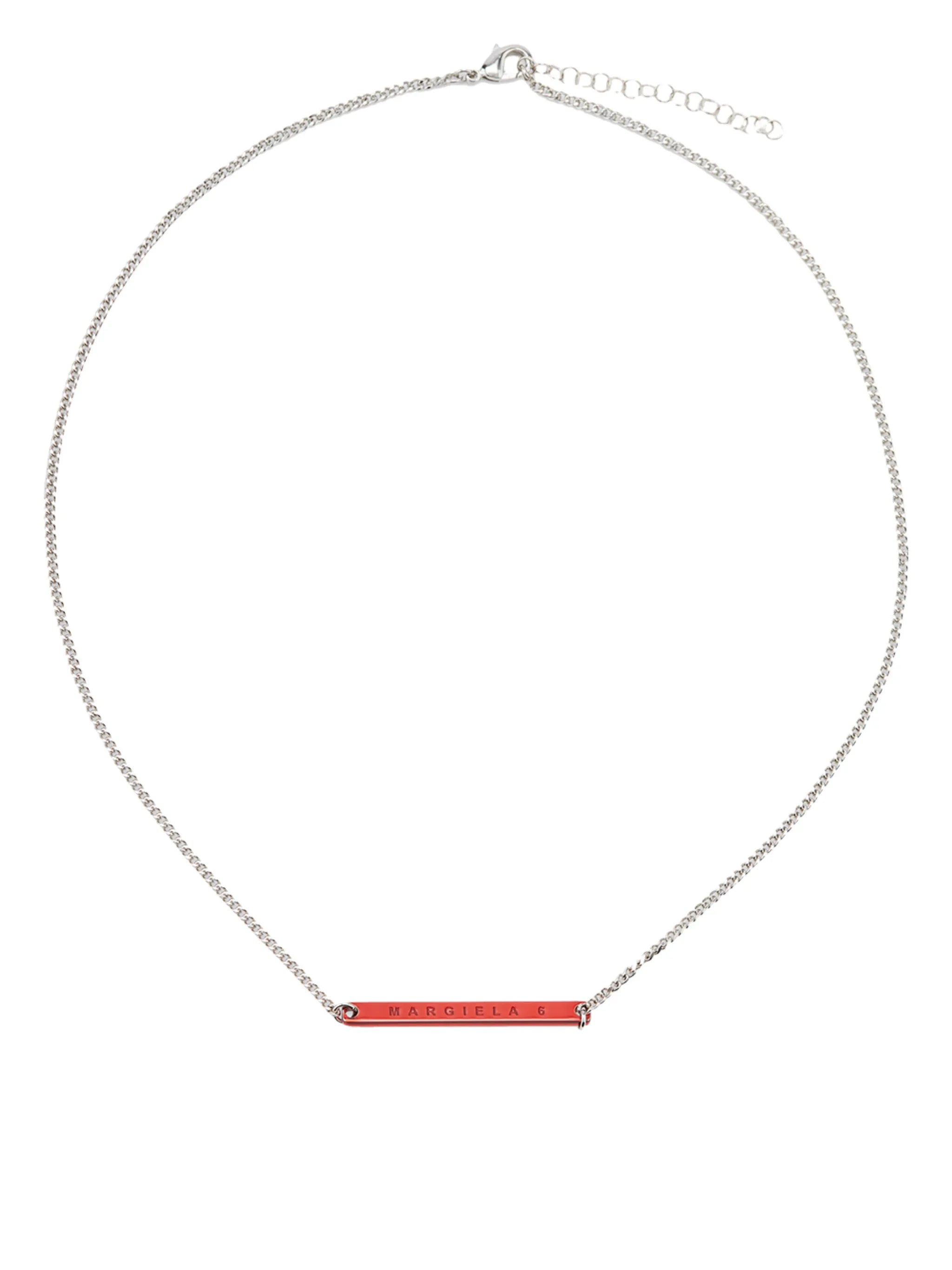logo-engraved plaque necklace
