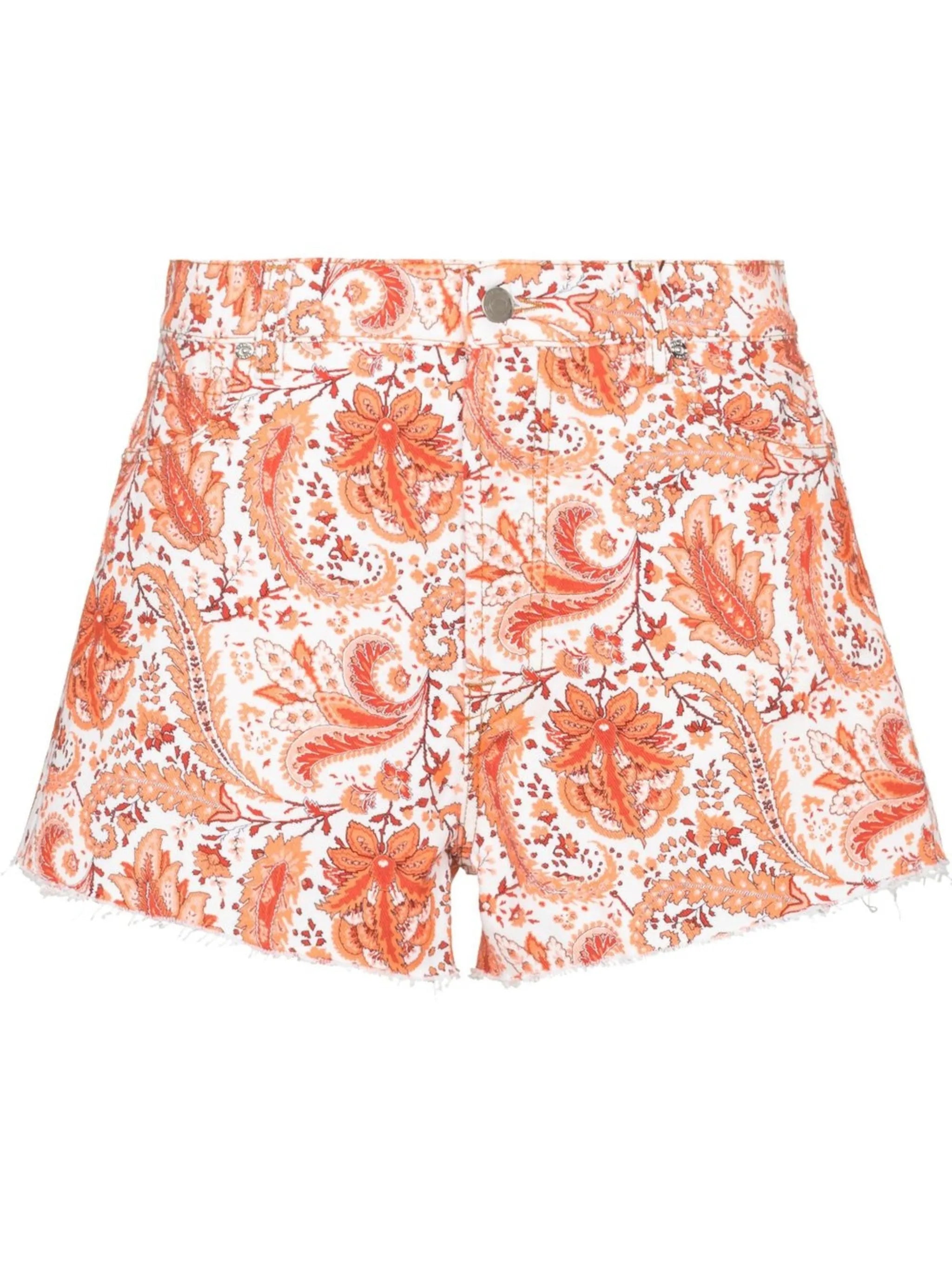 paisley-print denim shorts