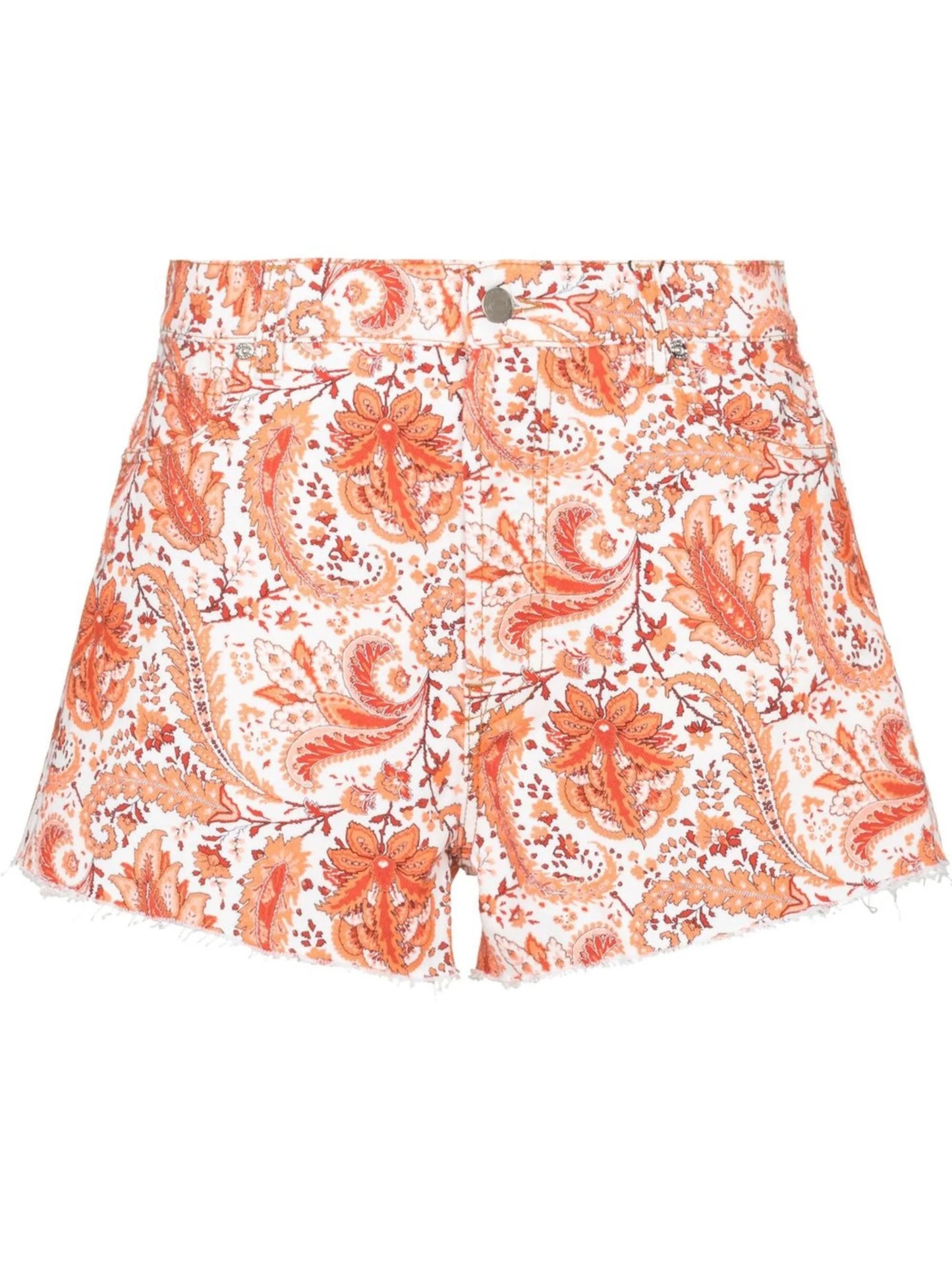paisley-print denim shorts
