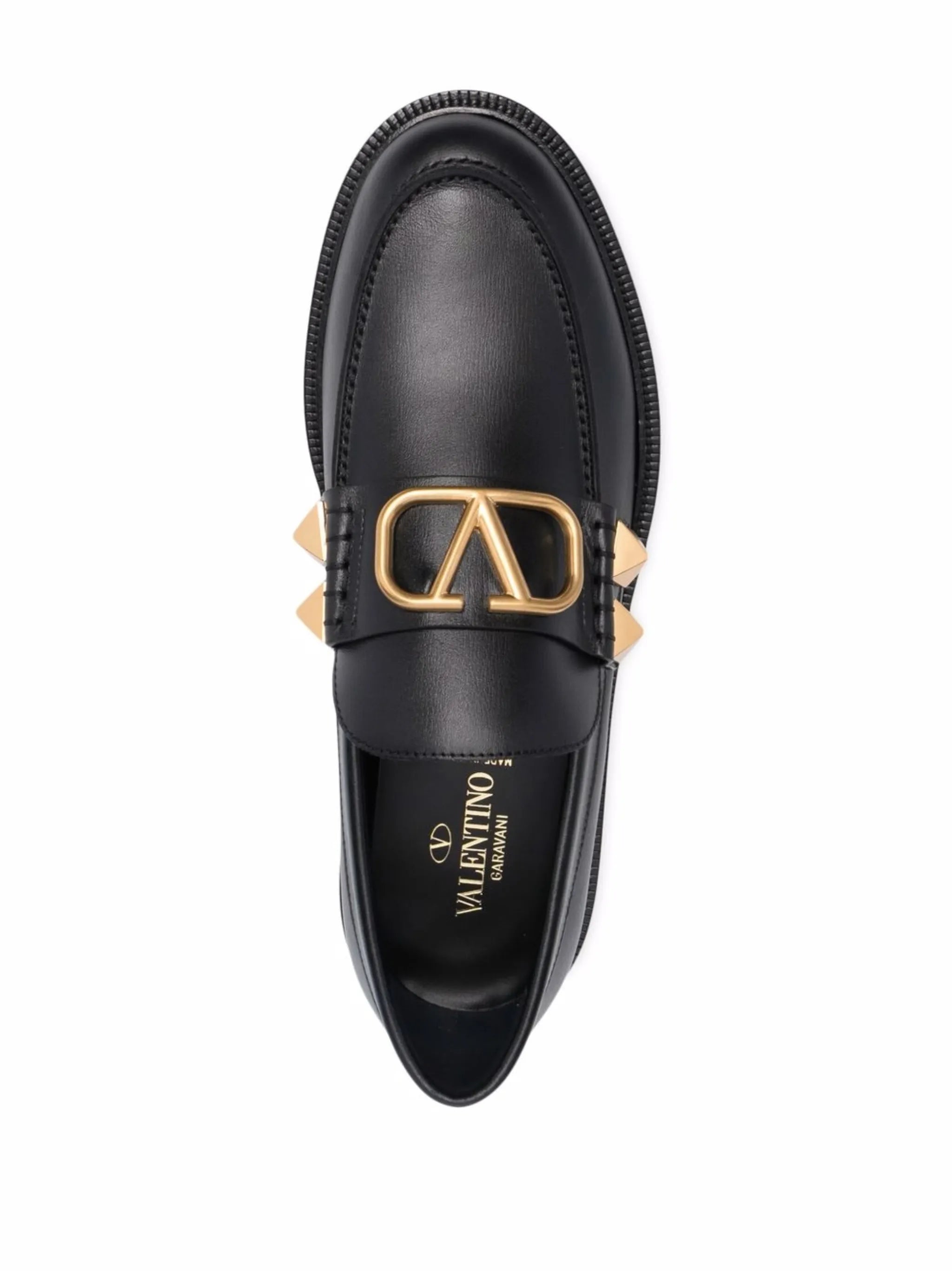 Stud Sign leather loafers