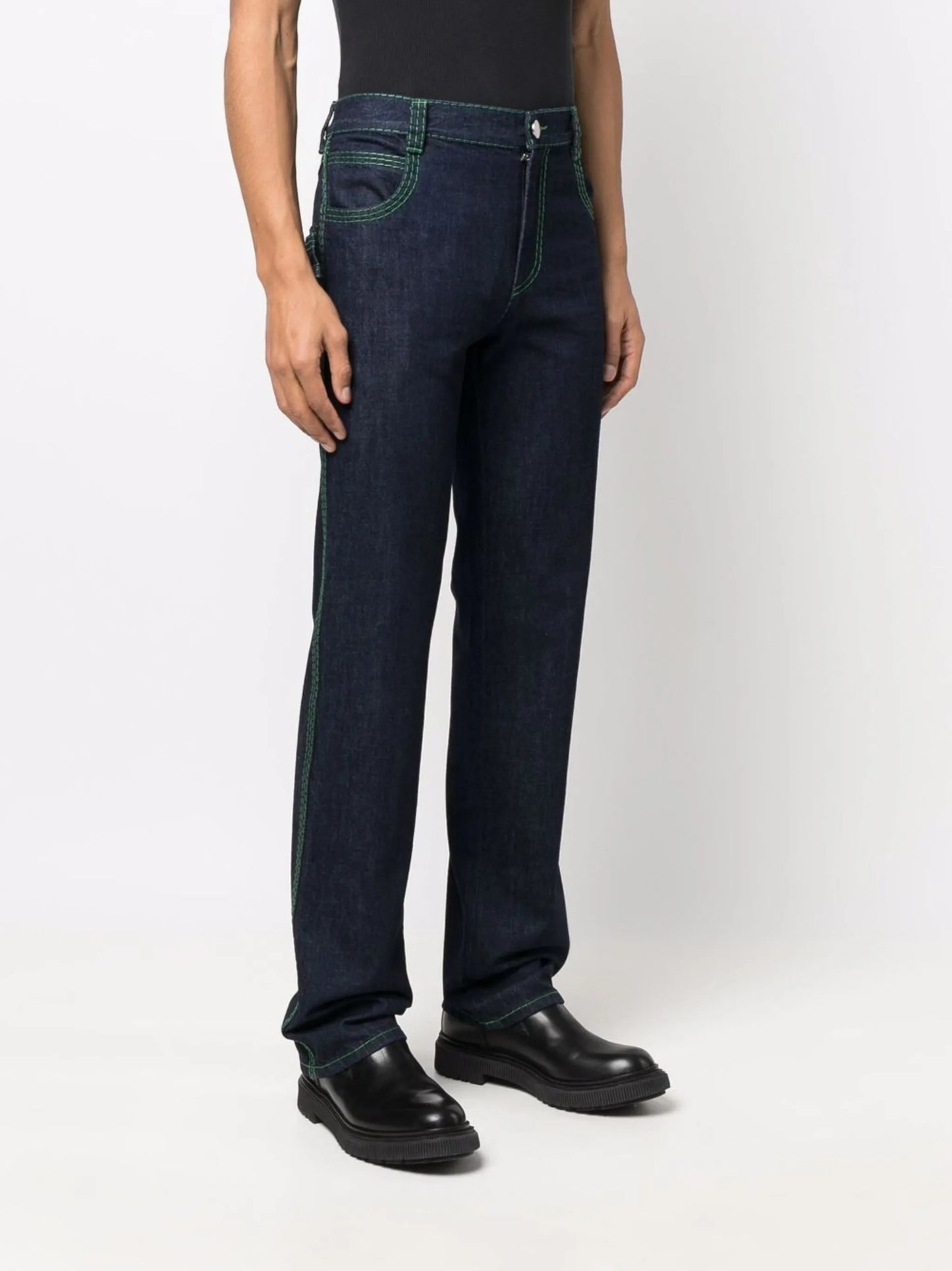contrast-stitch straight-leg jeans