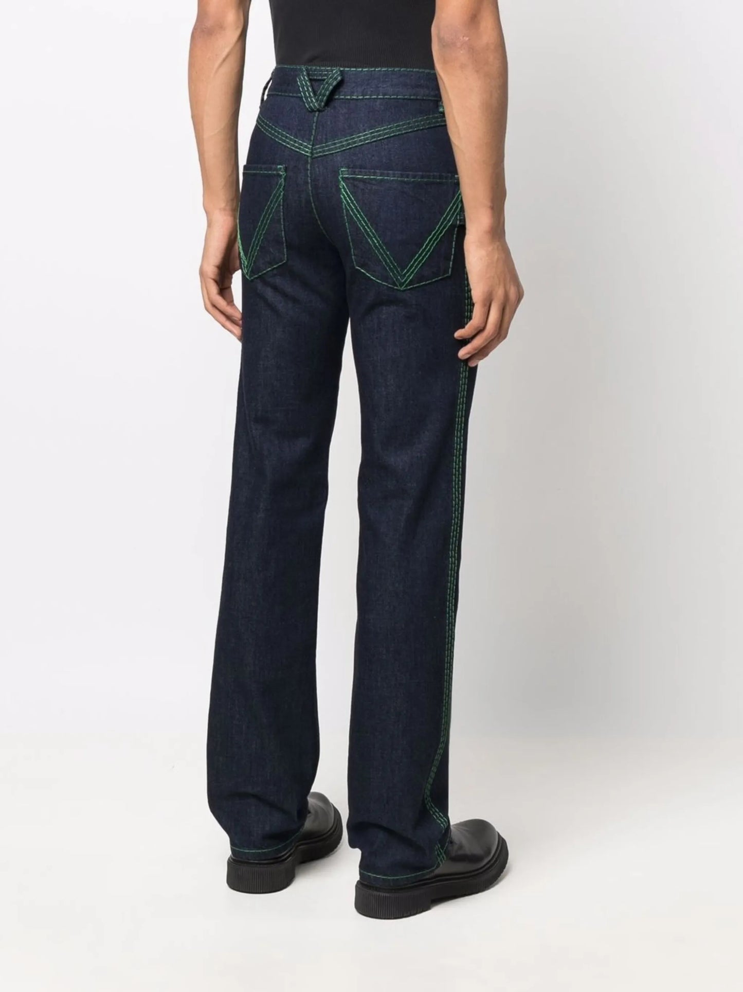 contrast-stitch straight-leg jeans