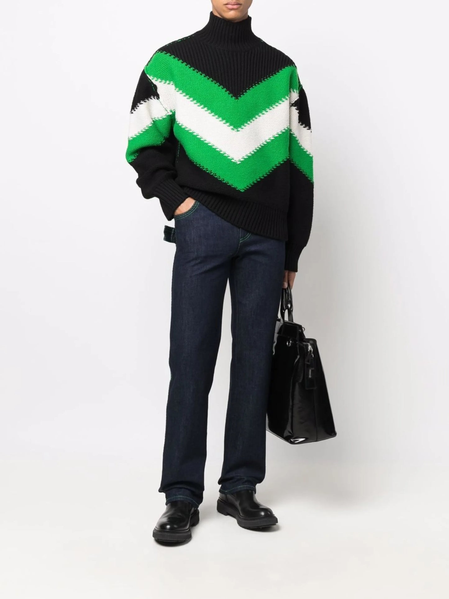 contrast-stitch straight-leg jeans