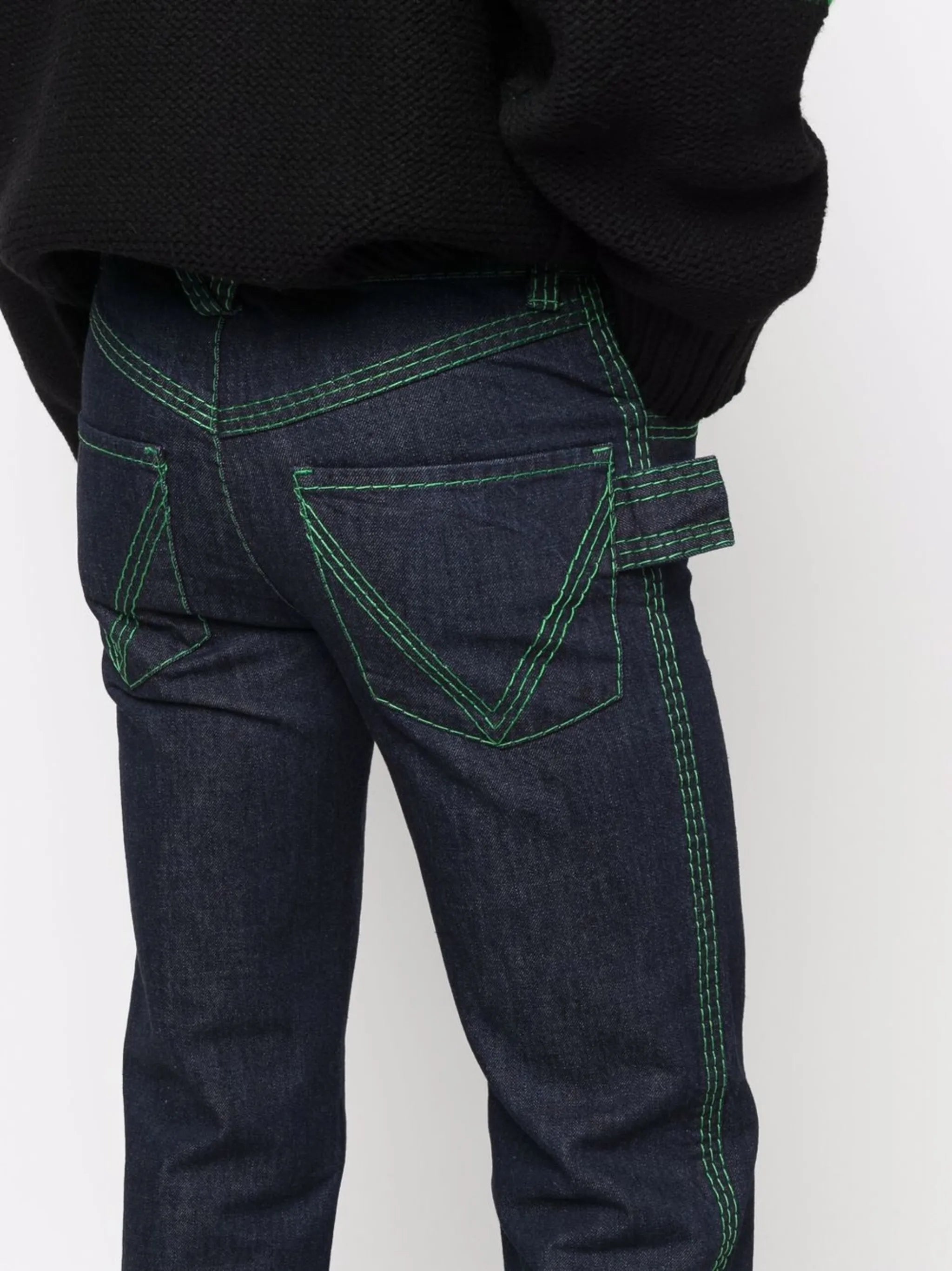 contrast-stitch straight-leg jeans